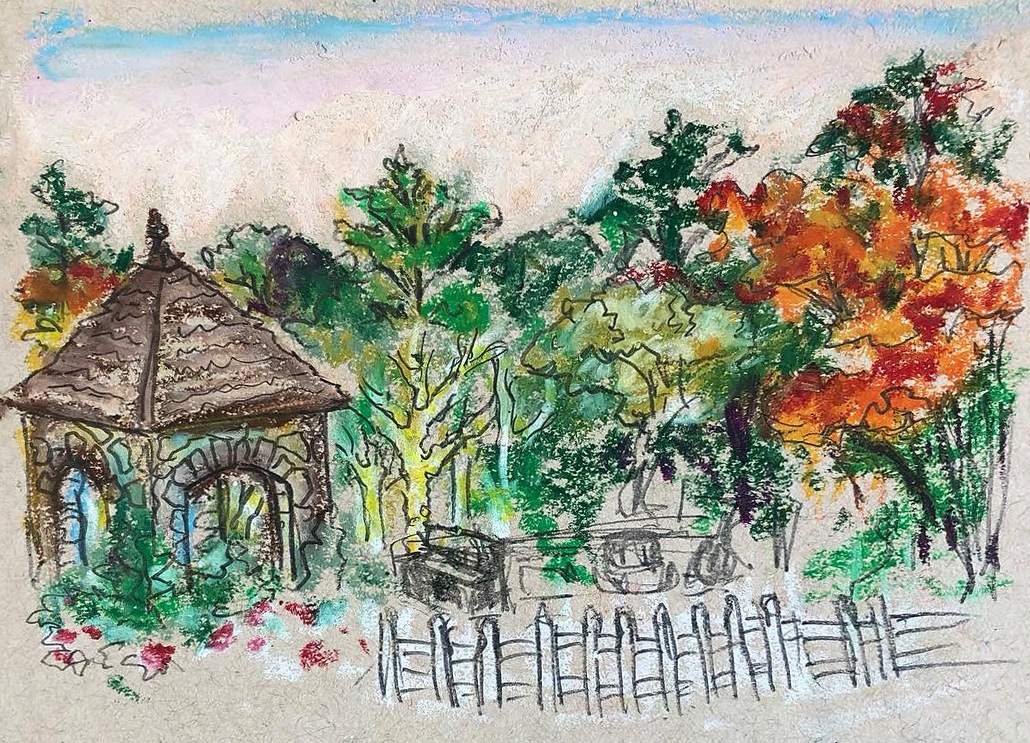 Botanical Garden Sketch: Oil Pastel & Pencil