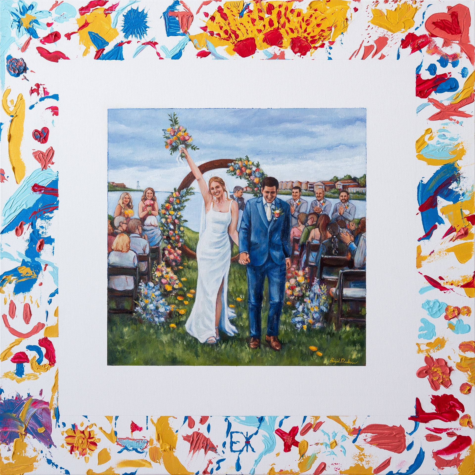 Stephanie & Tim: Oil Paint and Acrylic on Canvas 24 x 24 in