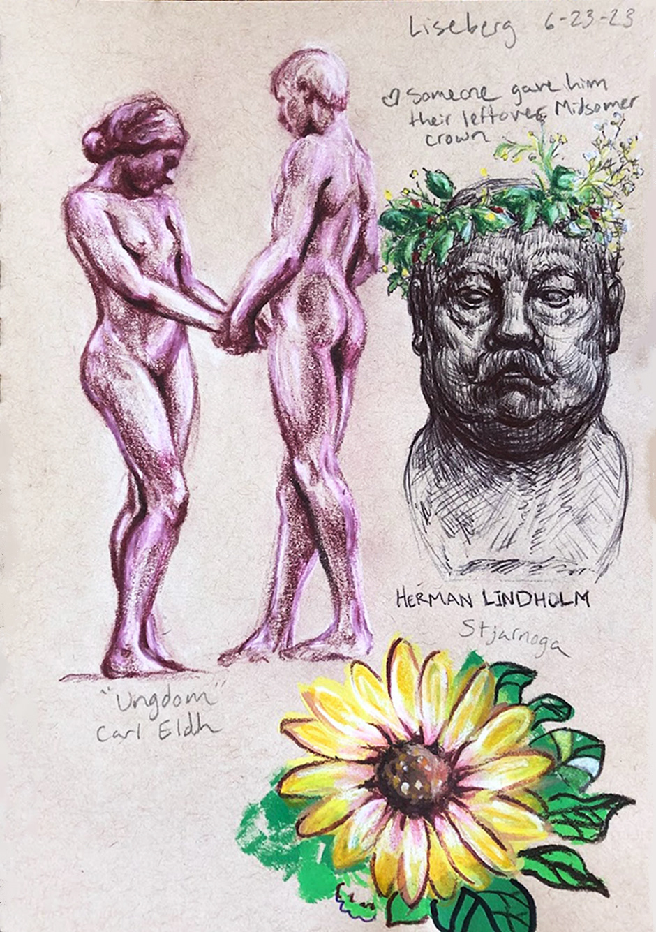 Park Sketches: Color Pencil, Pen & Gouache