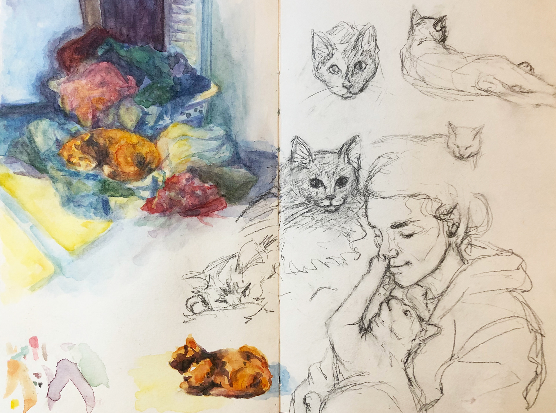 Me and Beelzebub: Watercolor and Pencil