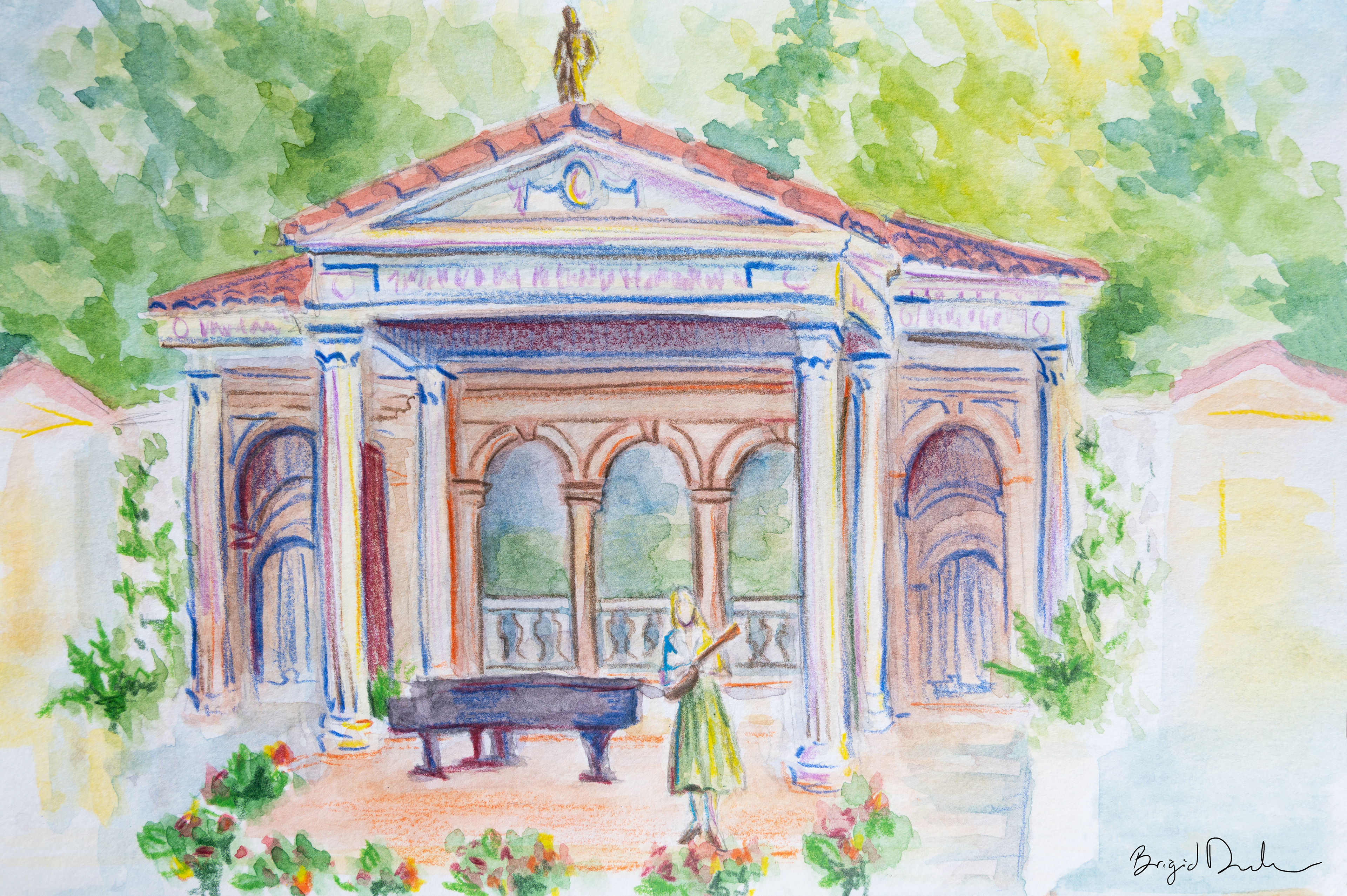 Busch Gardens Stage: Watercolor and Color Pencil