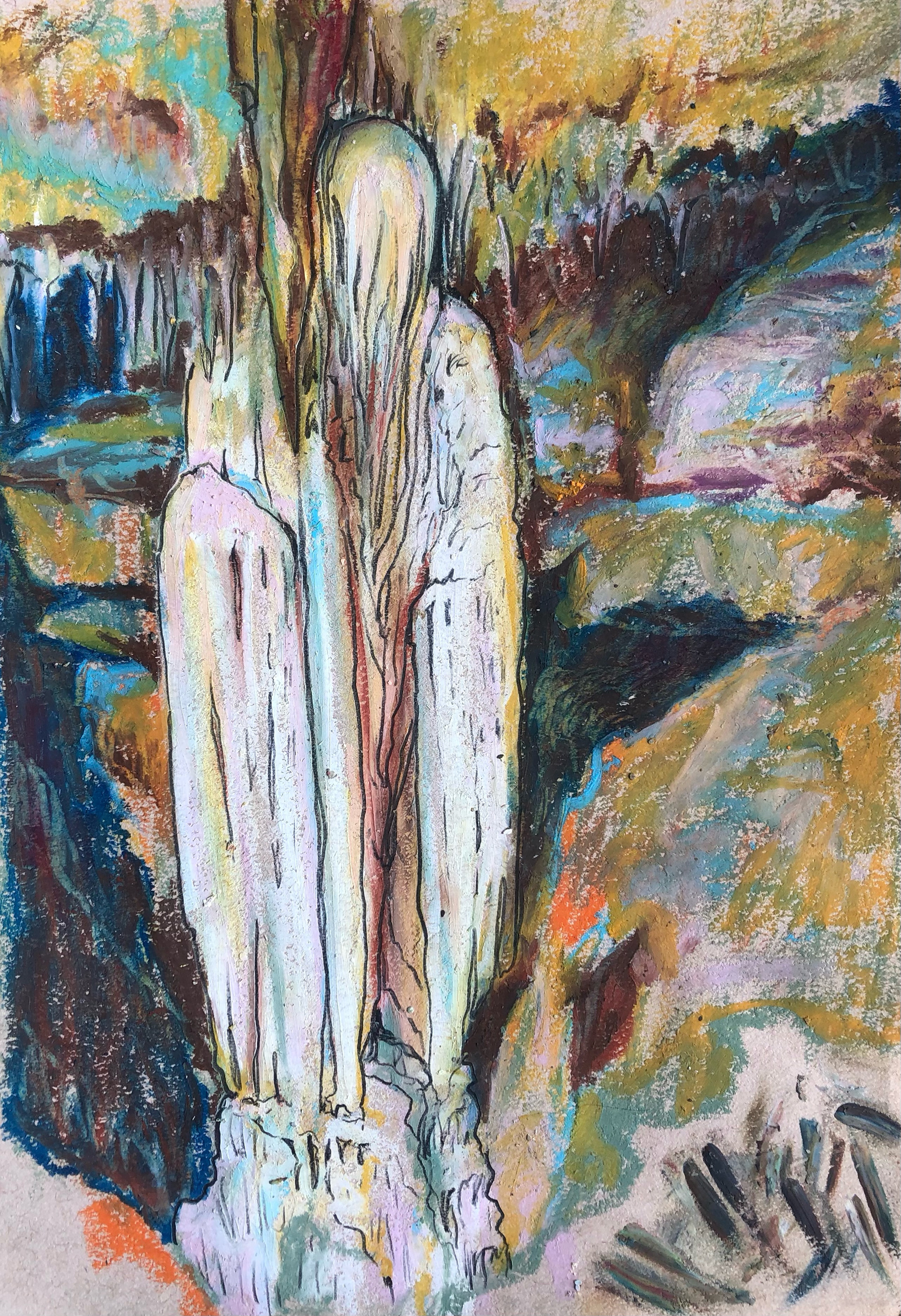 Luray Caverns Pluto's Ghost: Oil Pastels