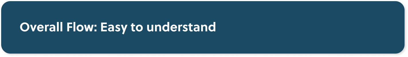 Overall Flow: Easy to understand