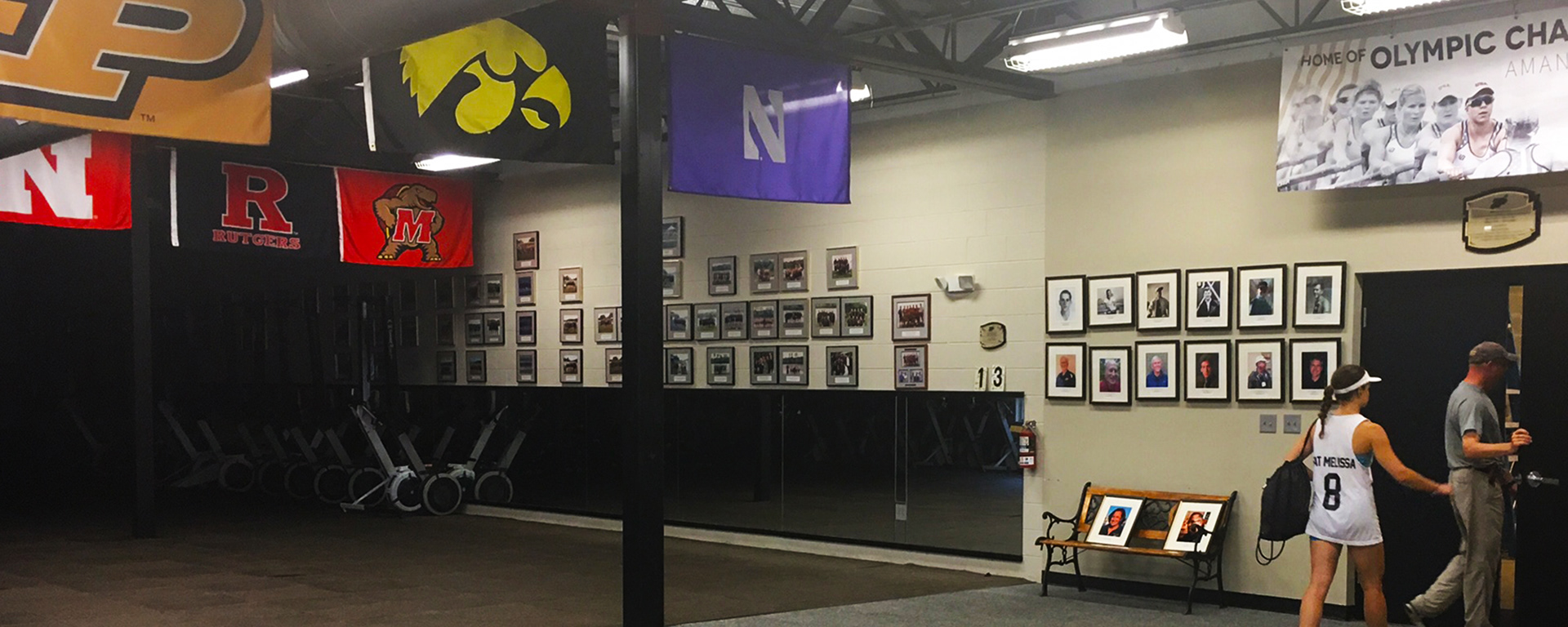 Home of Olympic Champion Amanda Elmore '13 Banner in Boathouse open room