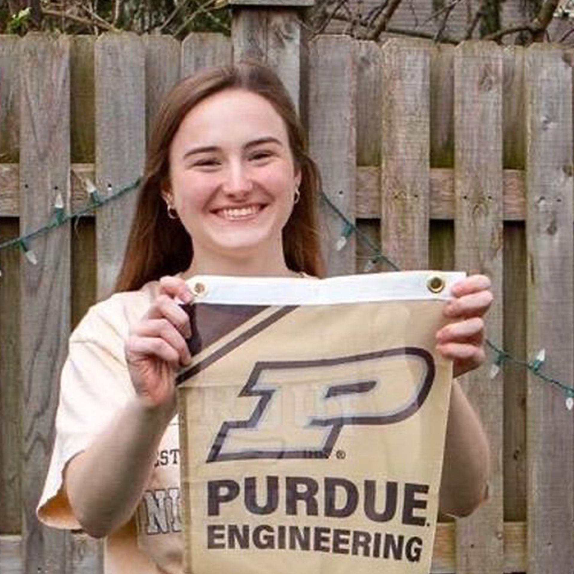 Purdue Engineering Banner Flag with Newly Admitted Student