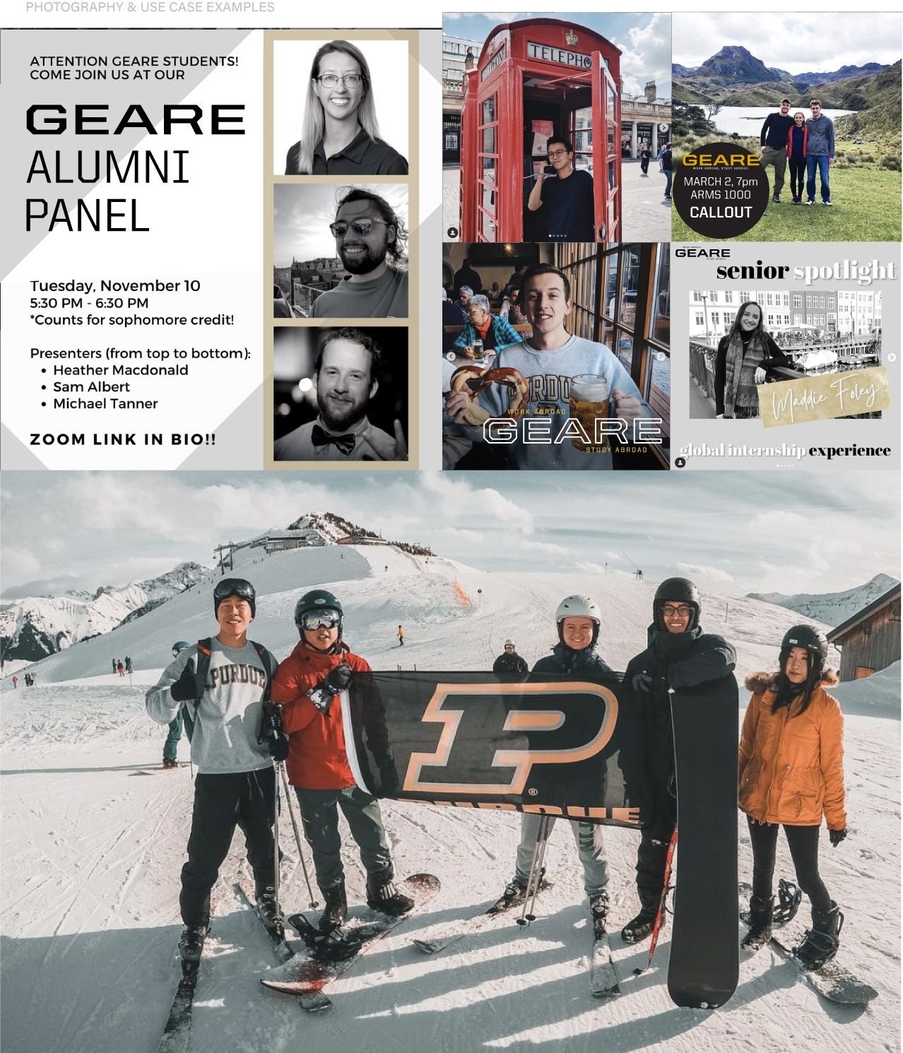 GEARE type treatment in use overlayed on social images