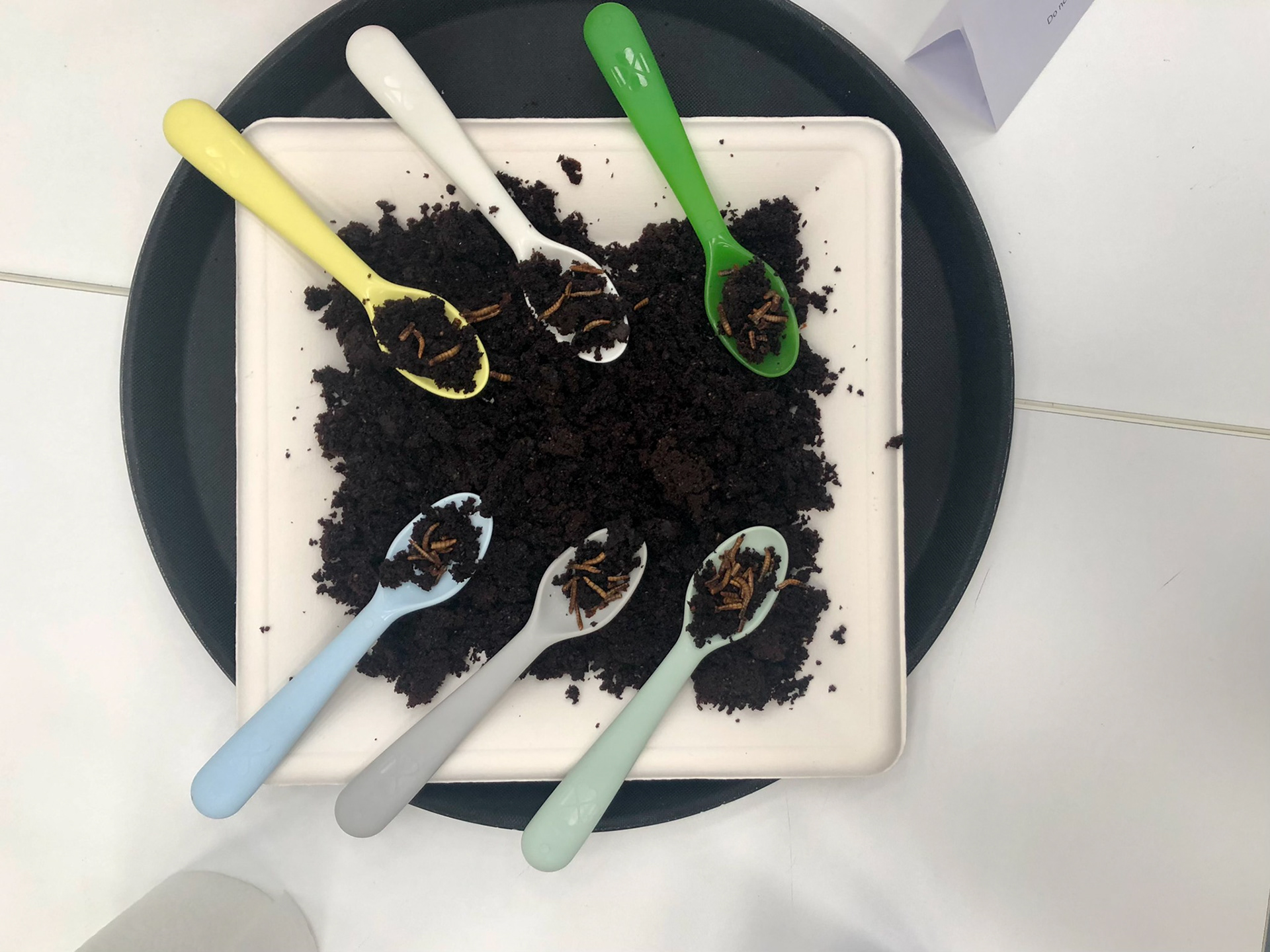 cupcake crumble topped with mealworms
