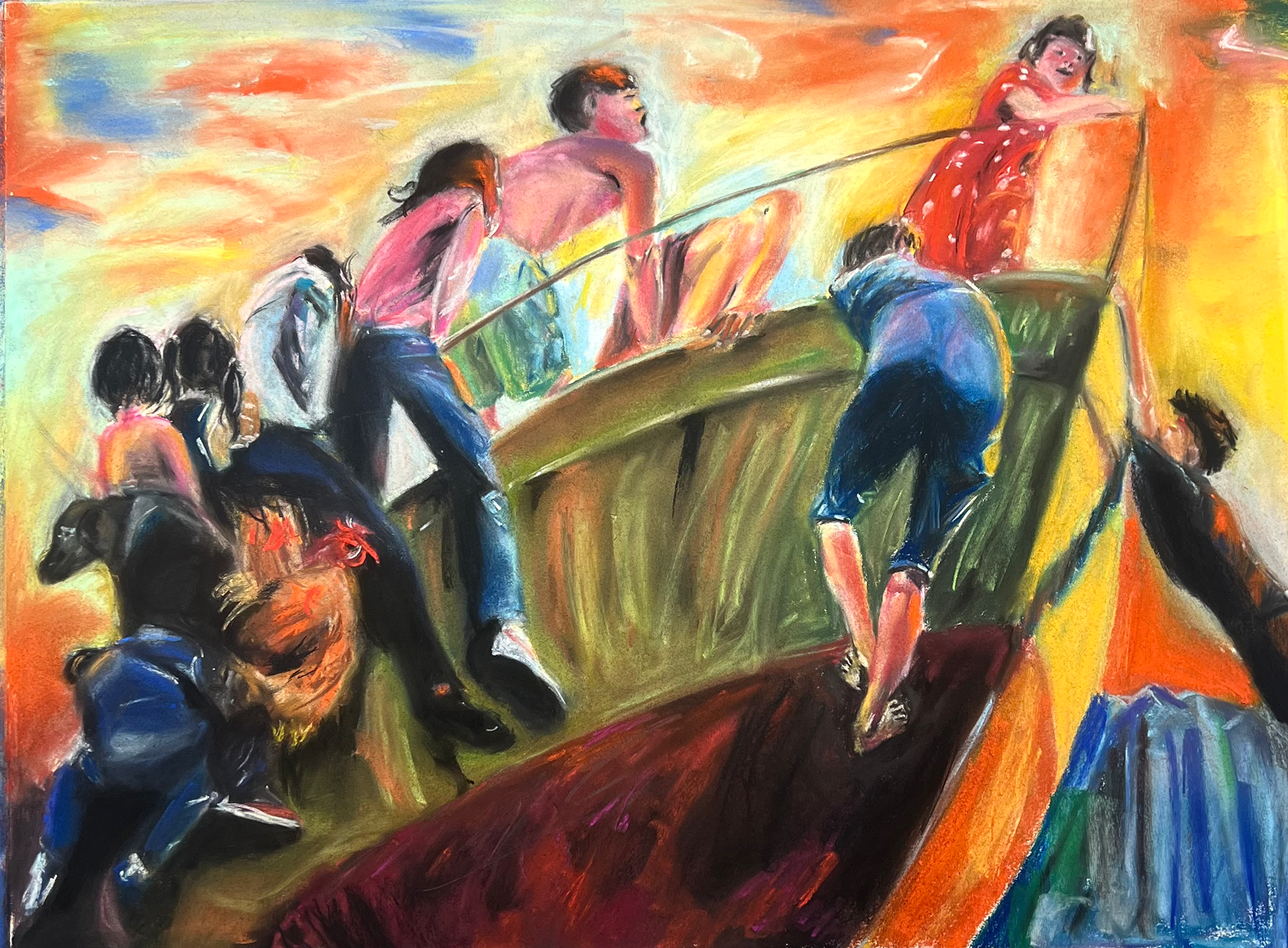 Remake of Yu Hong's "The Ship of Fools" - Chalk Pastels