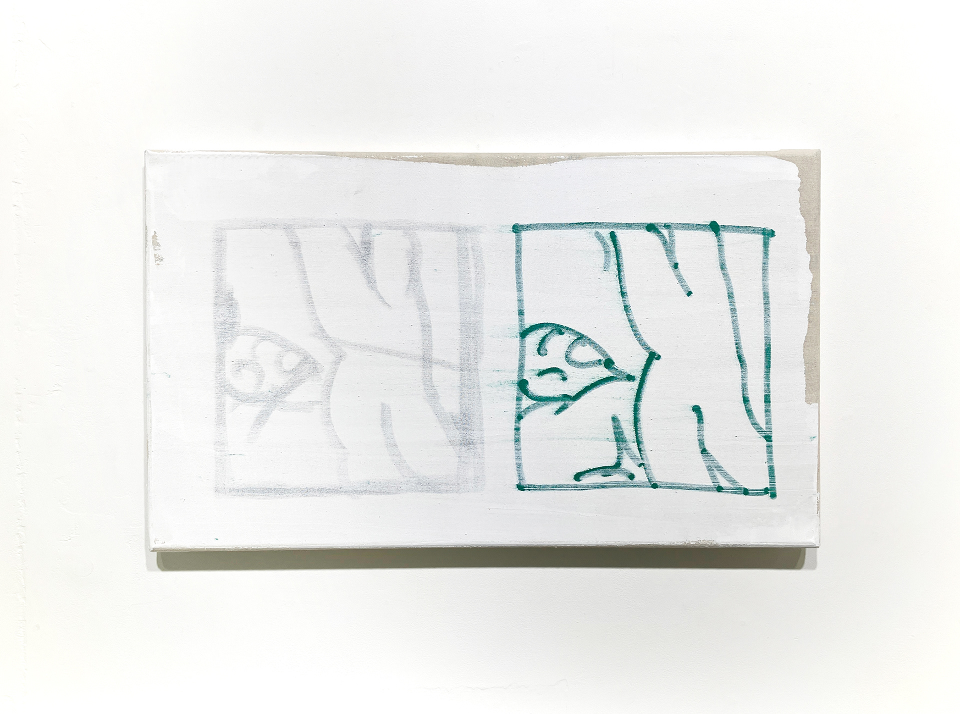 2.   須田日菜子 「綿布にアクリル、ふたつのイメージ」 綿布、アクリル / 520x298mm / 2026 / ¥88,000