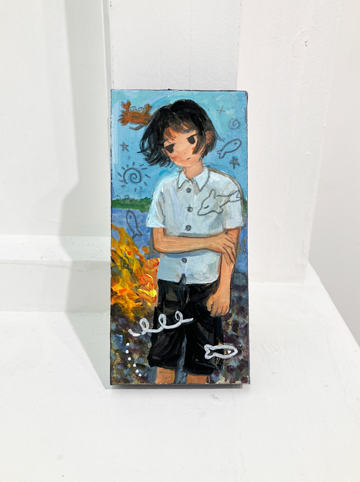 1. みなはむ 『海と火と色々』 / 板に紙、アクリル、鉛筆 / 75×153mm / 2026 / SOLD OUT