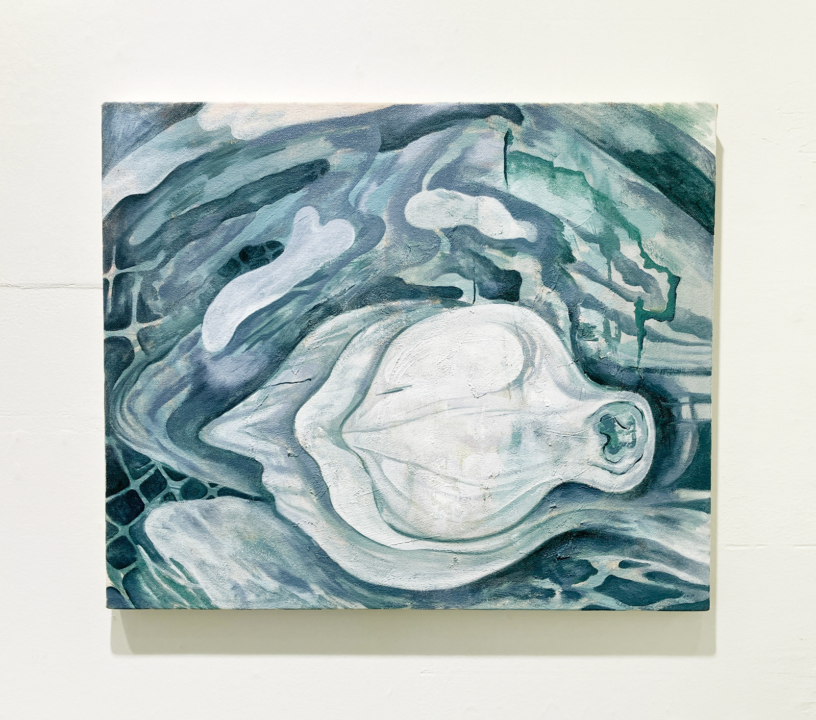 15. 石川愛子 『ゴム玉とエコー』 / キャンバスに油彩 / 380x450mm / 2022年 / ¥38,000
