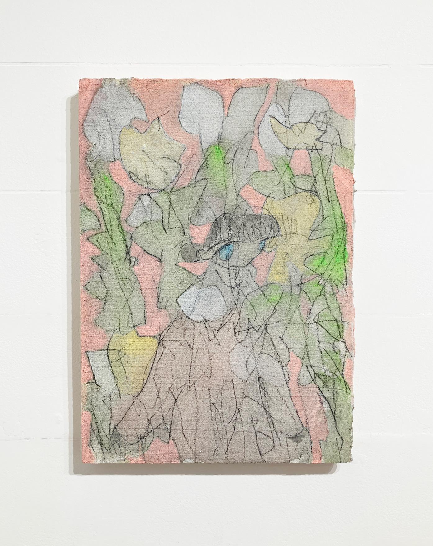 14. ペロンミ 『人より花の方が多い』 / 鉛筆、アクリル絵具・パネル / 210×300mm / ¥55,000