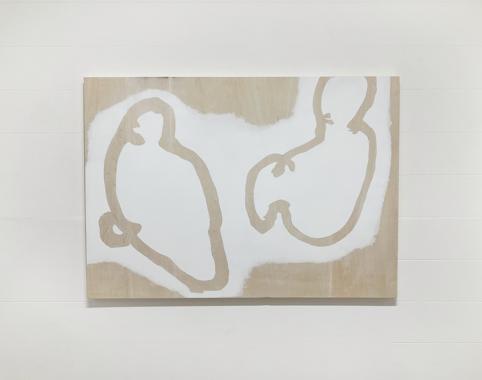 8.   中村美和子 「ハトの時間」 パネル、ジェッソ / 728x515mm / 2026 / ¥44,000