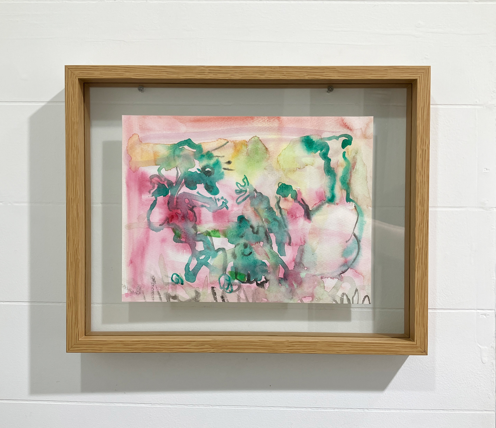 20. 石川愛子 『見え隠れする人影』 / 紙に水彩絵の具 / 180x240mm / 2023年 / ¥8,500 (額有り:¥9,000)