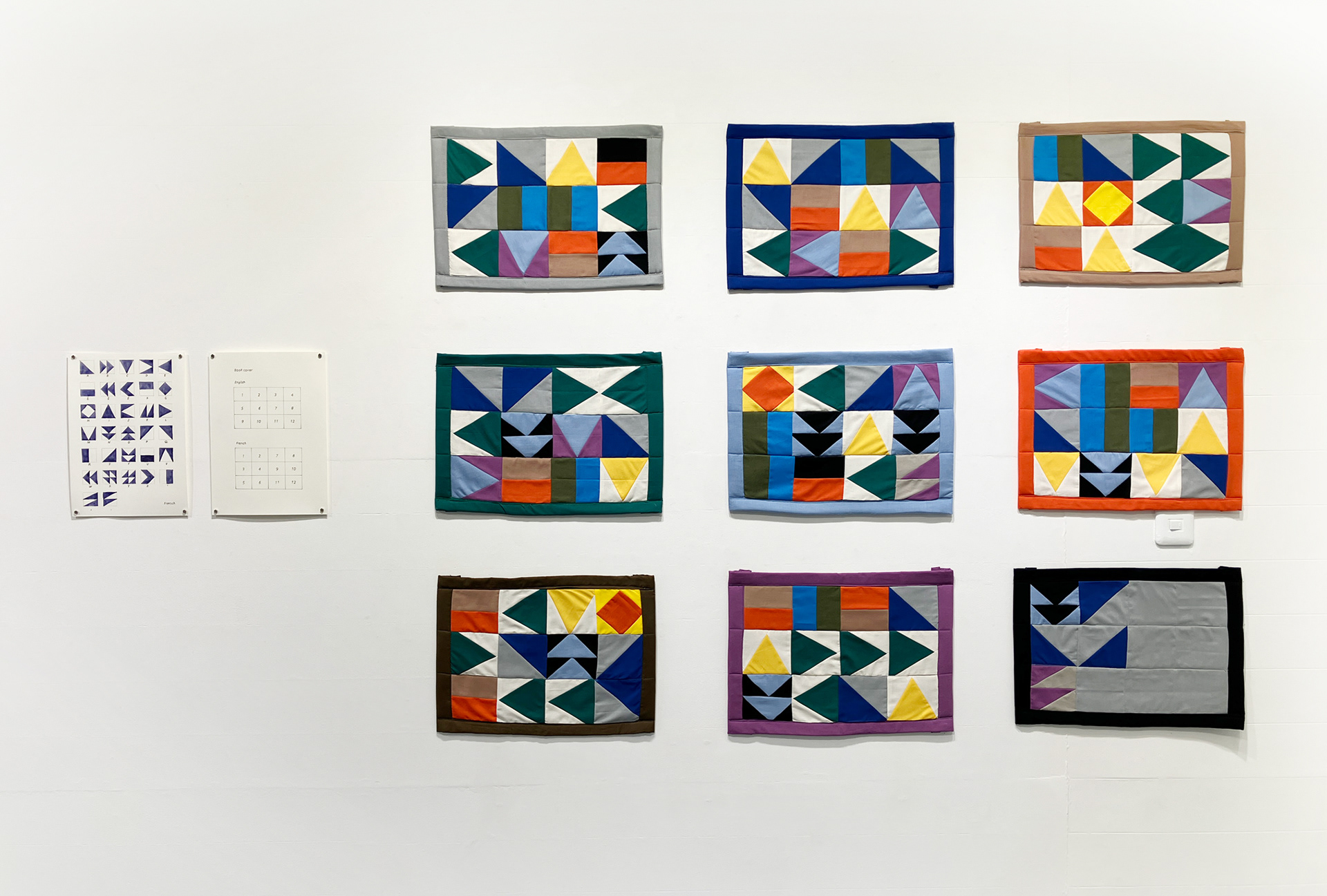 3.  『Language Quilt #3』 / Fabric, thread, cotton, paper, watercolor / サイズ可変 / 2025 / ¥70,000