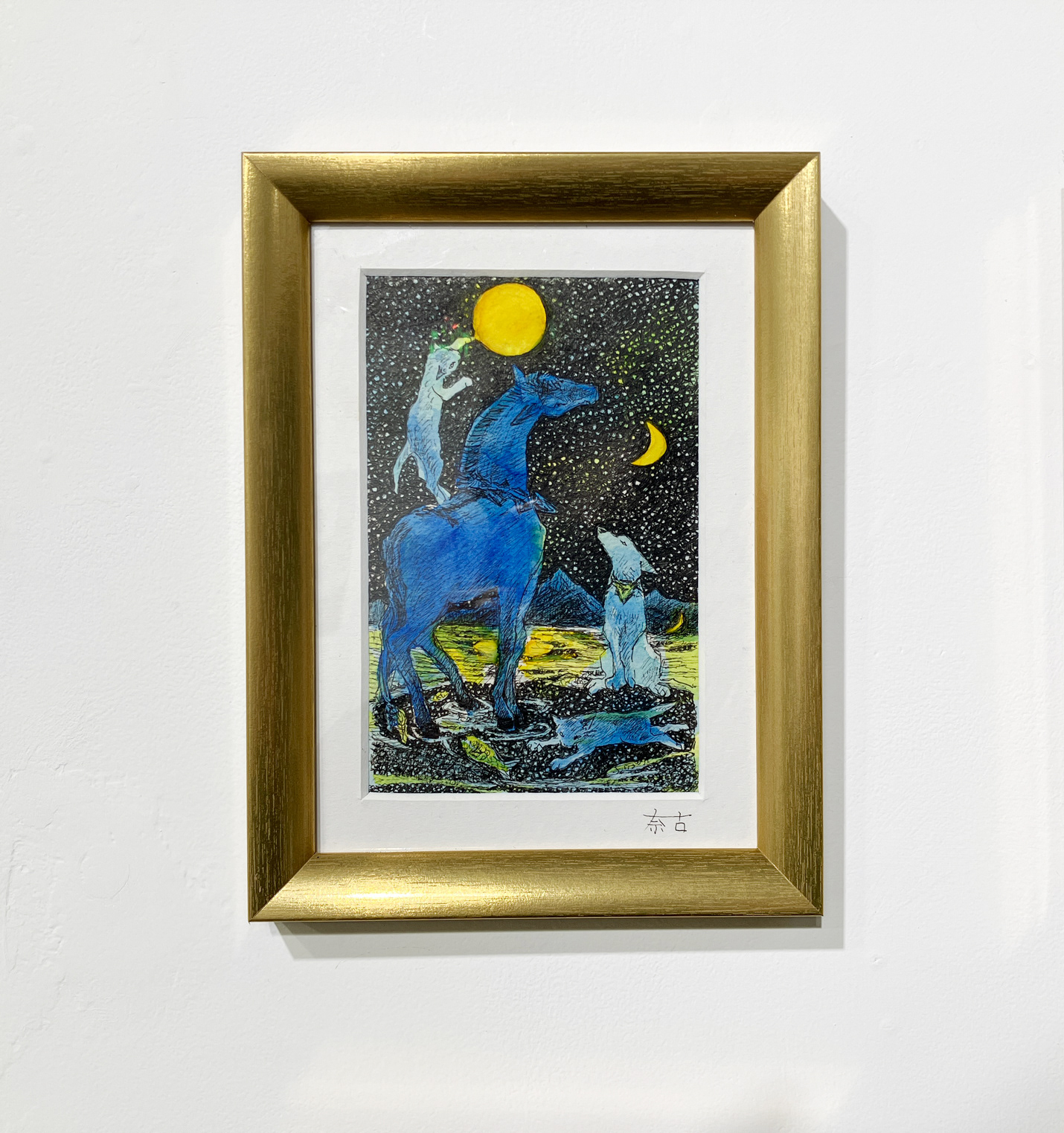 15. 大坪奈古 『夜話7』 / ミリペン、 カラーインク / 20×16cm / 2025 / ¥40,000