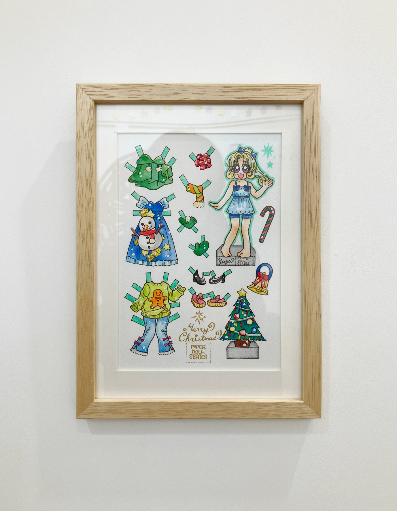 20. 宮野かおり 『PAPER DOLL Ⅱ』 / ホワイトワトソン、ミリペン、カラーインク、水彩色鉛筆、Gペン、アクリル絵の具、ホワイト / 14.8×21cm / 2025 / SOLD OUT