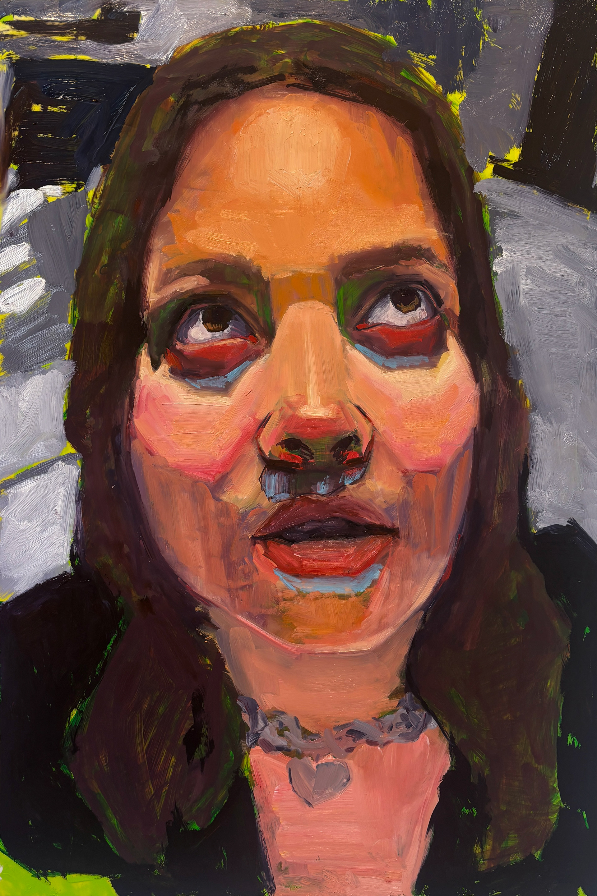 lauren looks up, oil on dura-lar 24x36 in
