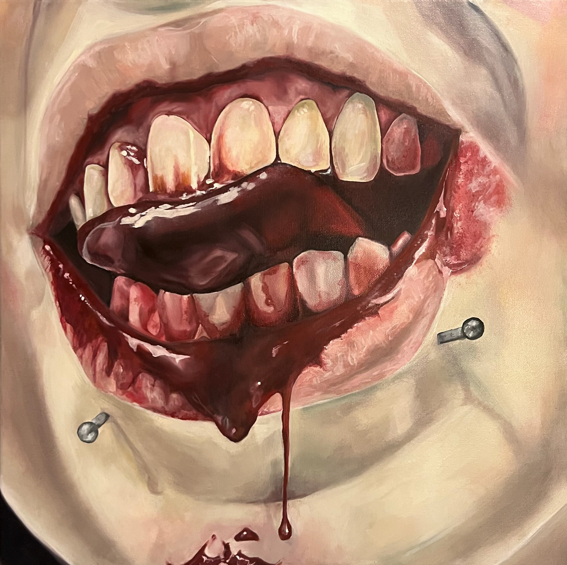 bloodymouth1, oil on canvas, 20x20 inches