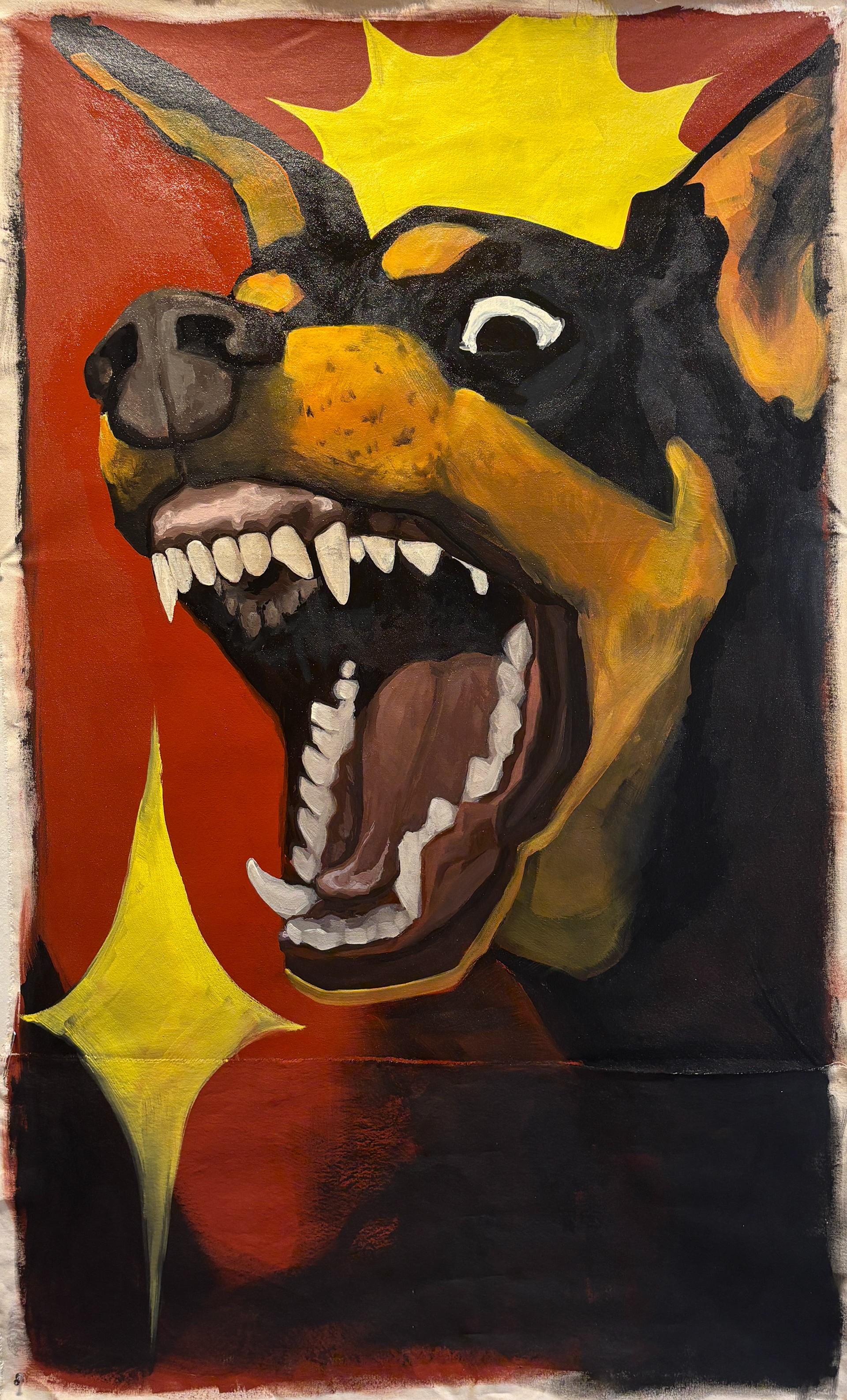 jaws, acrylic on unstretched canvas