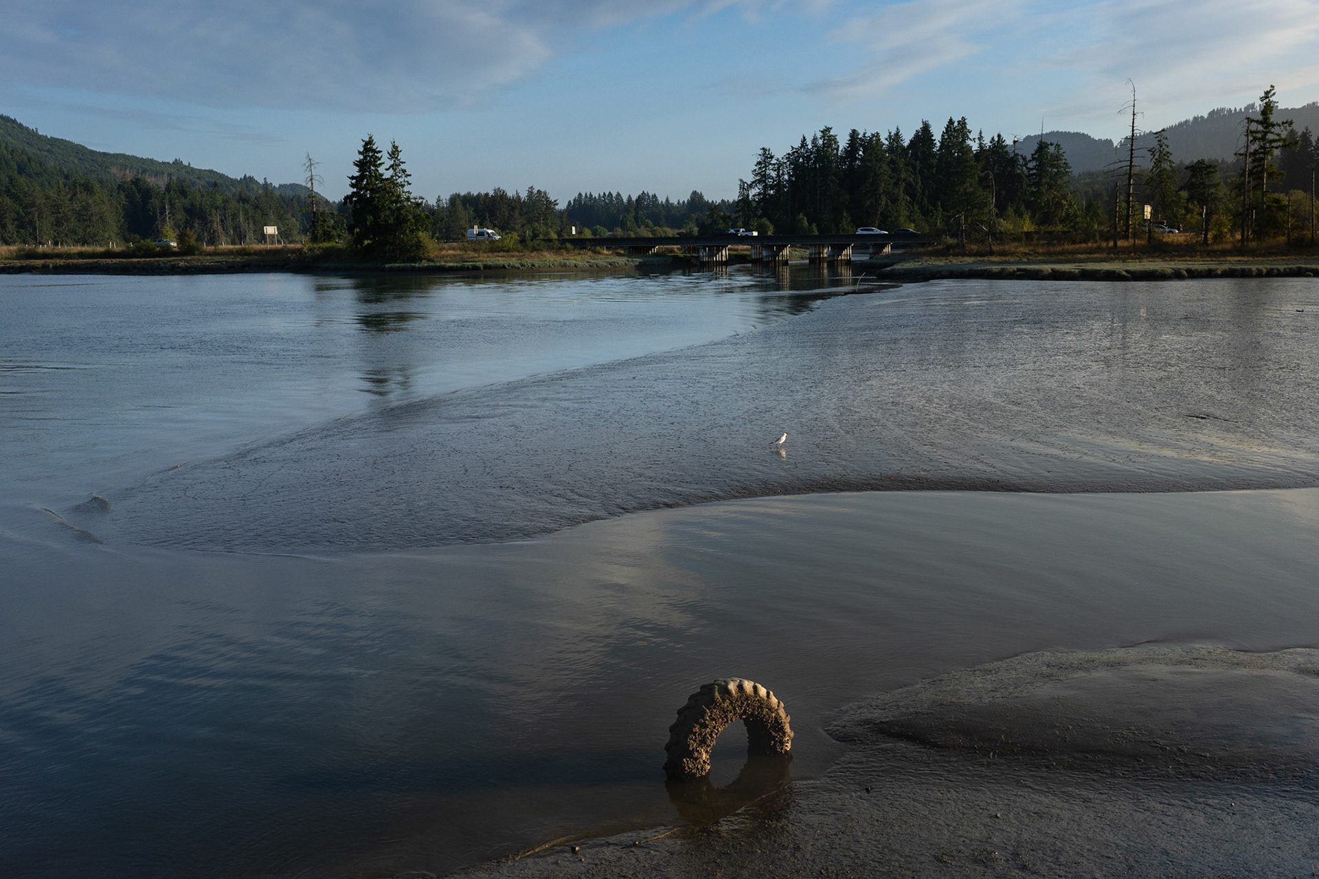 A little finger of Puget sound extends inland  on the west edge of Olympia