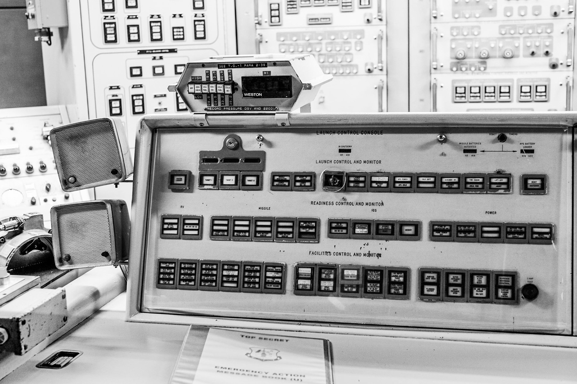Control panel for missile launch requires two keys