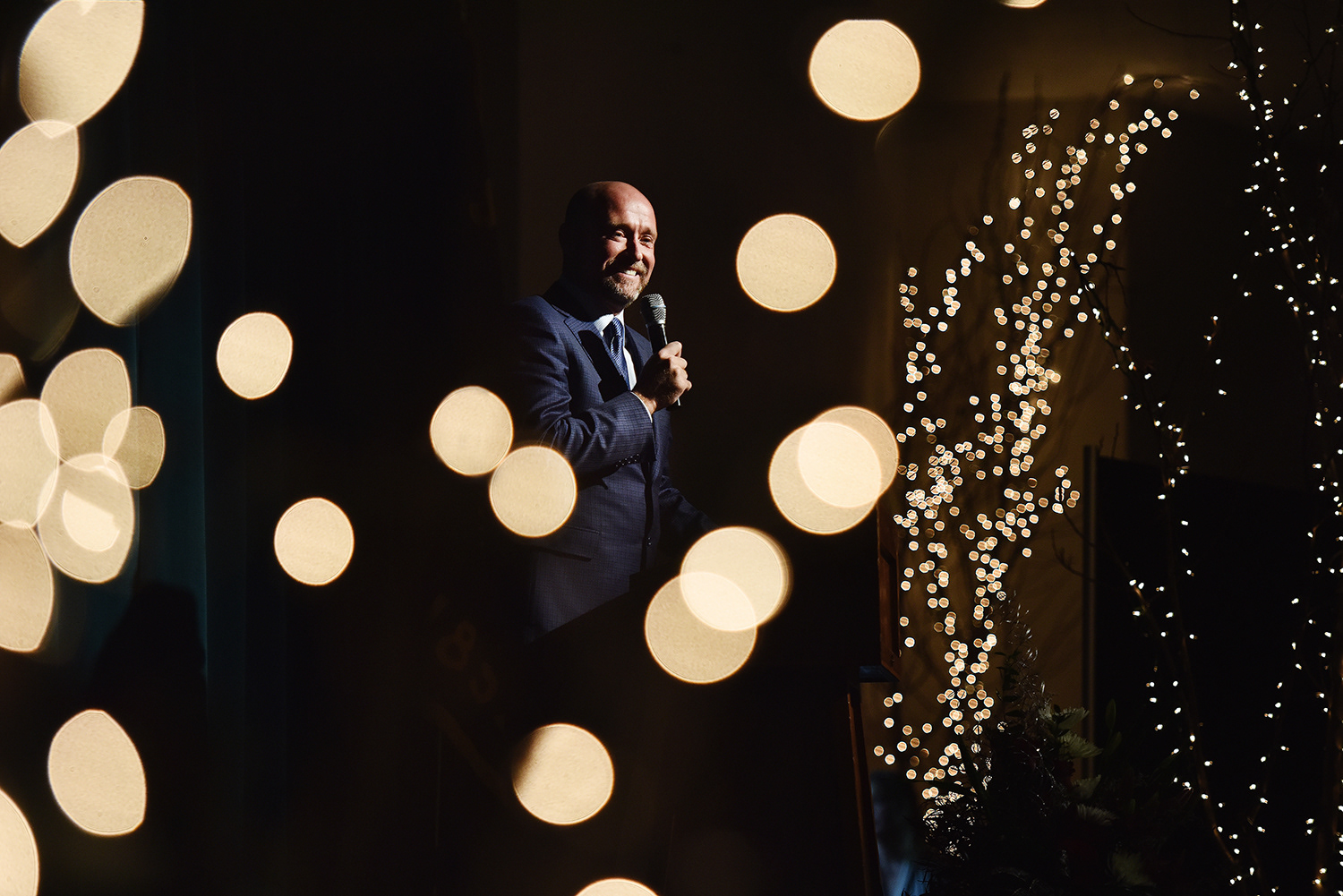 Oregon State Rep. Greg Smith (R-Heppner) smile during his acceptance speech for the Nobel Laureate Award at the Hermiston Distinguished Citizens Award Banquet on Wednesday, Feb. 21, 2018, at the Hermiston Community Center in Hermiston, Oregon.
