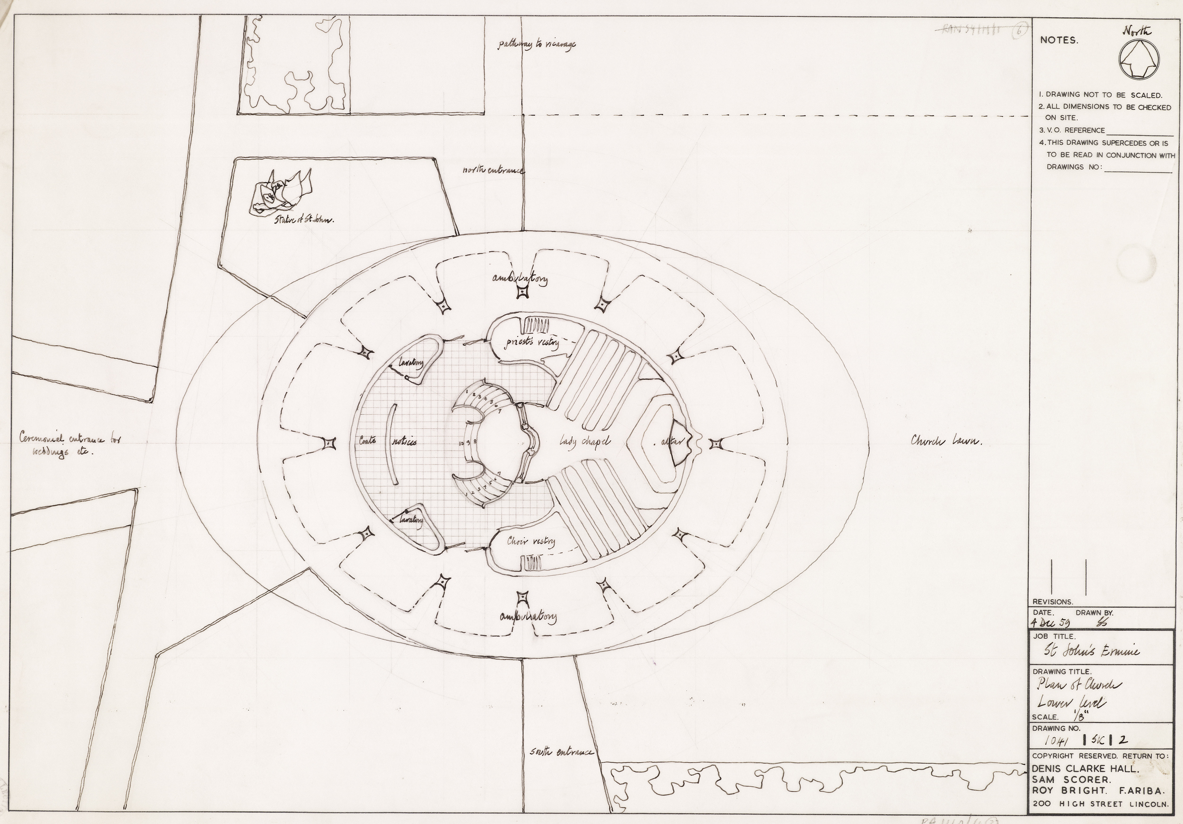 Early drawing for St. John's Church, Ermine (1959)