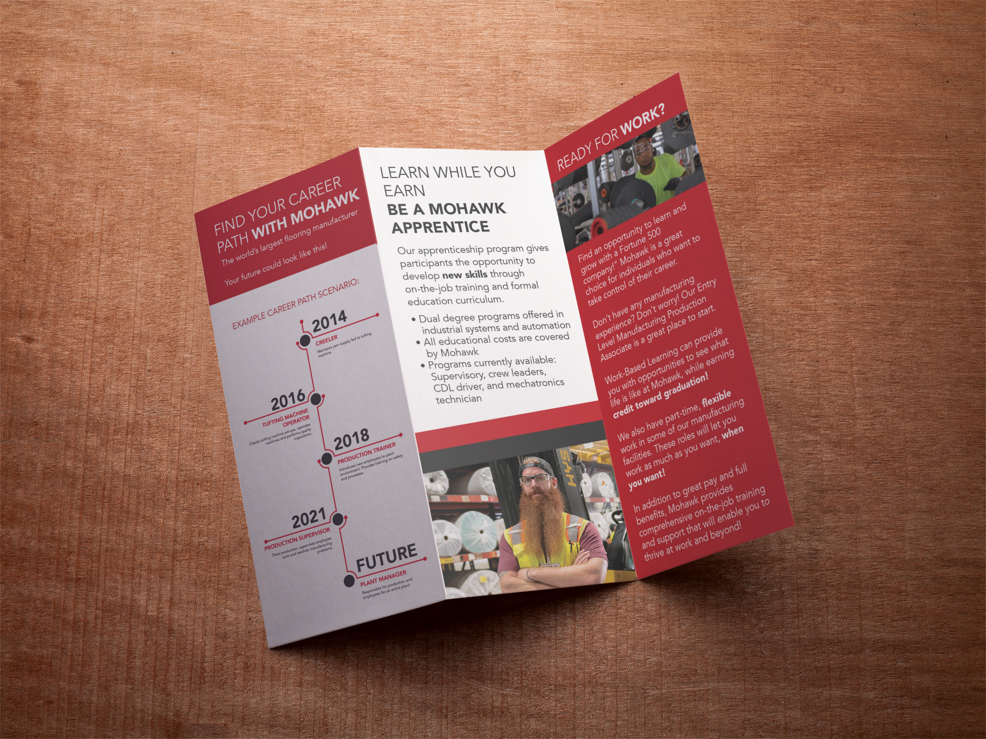 Mohawk Trifold Brochure - Adobe Illustrator, Photoshop, & InDesign