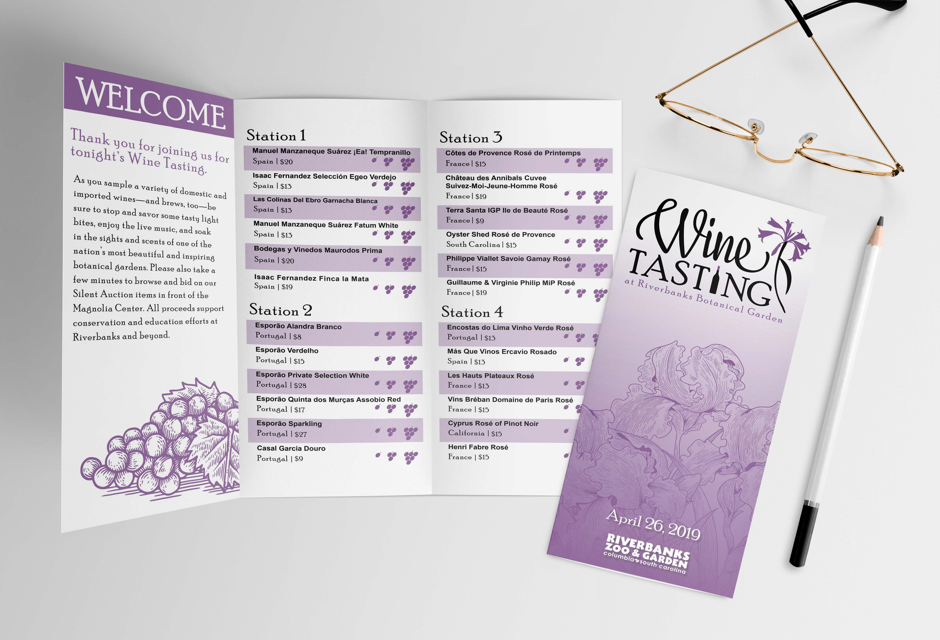 I Redesigned one of Riverbanks' most popular events; Wine tasting in the Botanical Garden. The project included updating the branding, print materials, signage, and online materials.