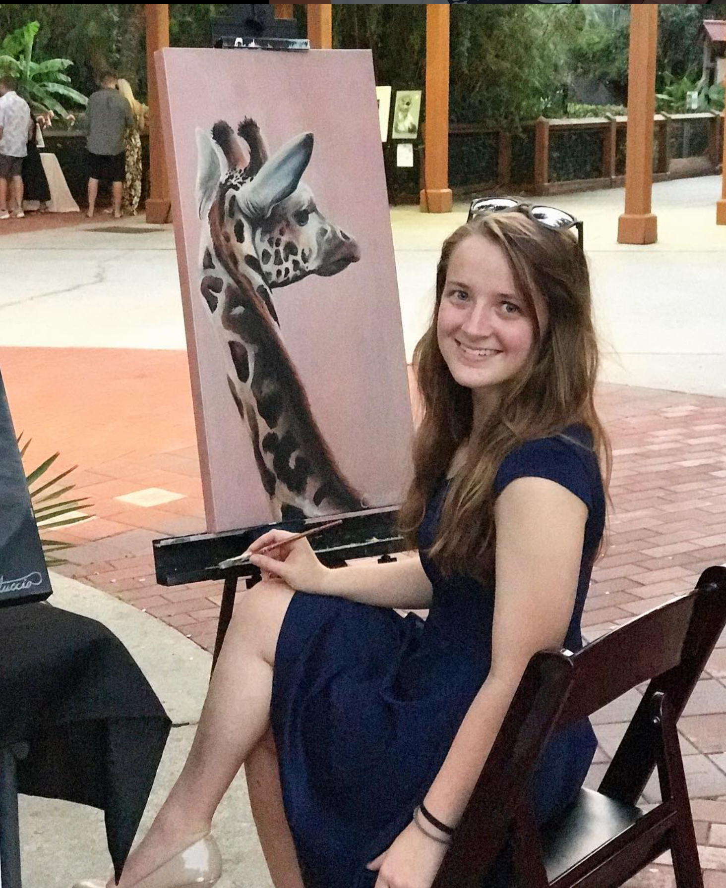 Painting live at Zoofari a charity event at riverbanks Zoo. This painting "Blush" was auctioned off and raised money for Wildlife nonprofits.