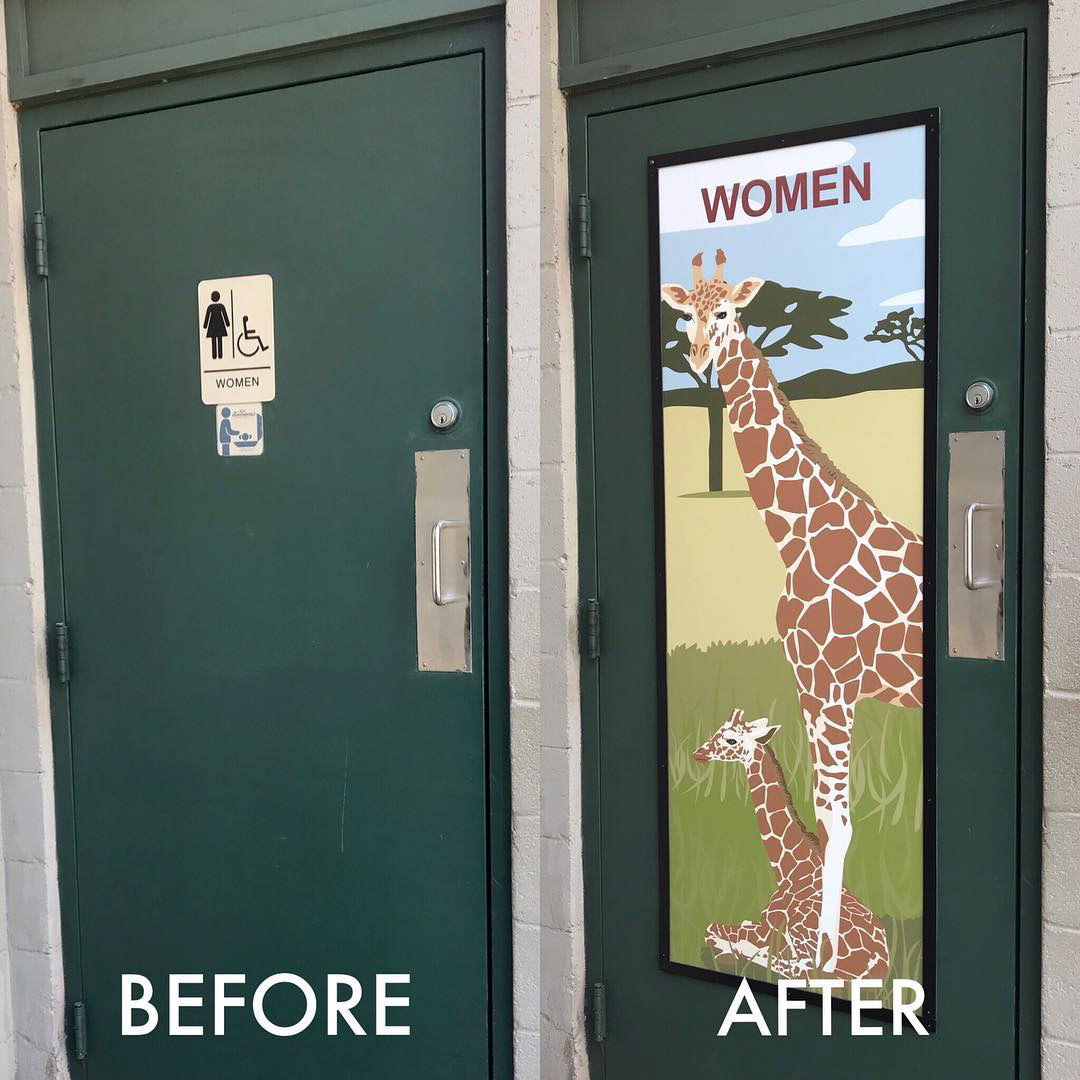 I illustrated Graphics for bathrooms displaying Sexual dimorphism while updating the signage around the park