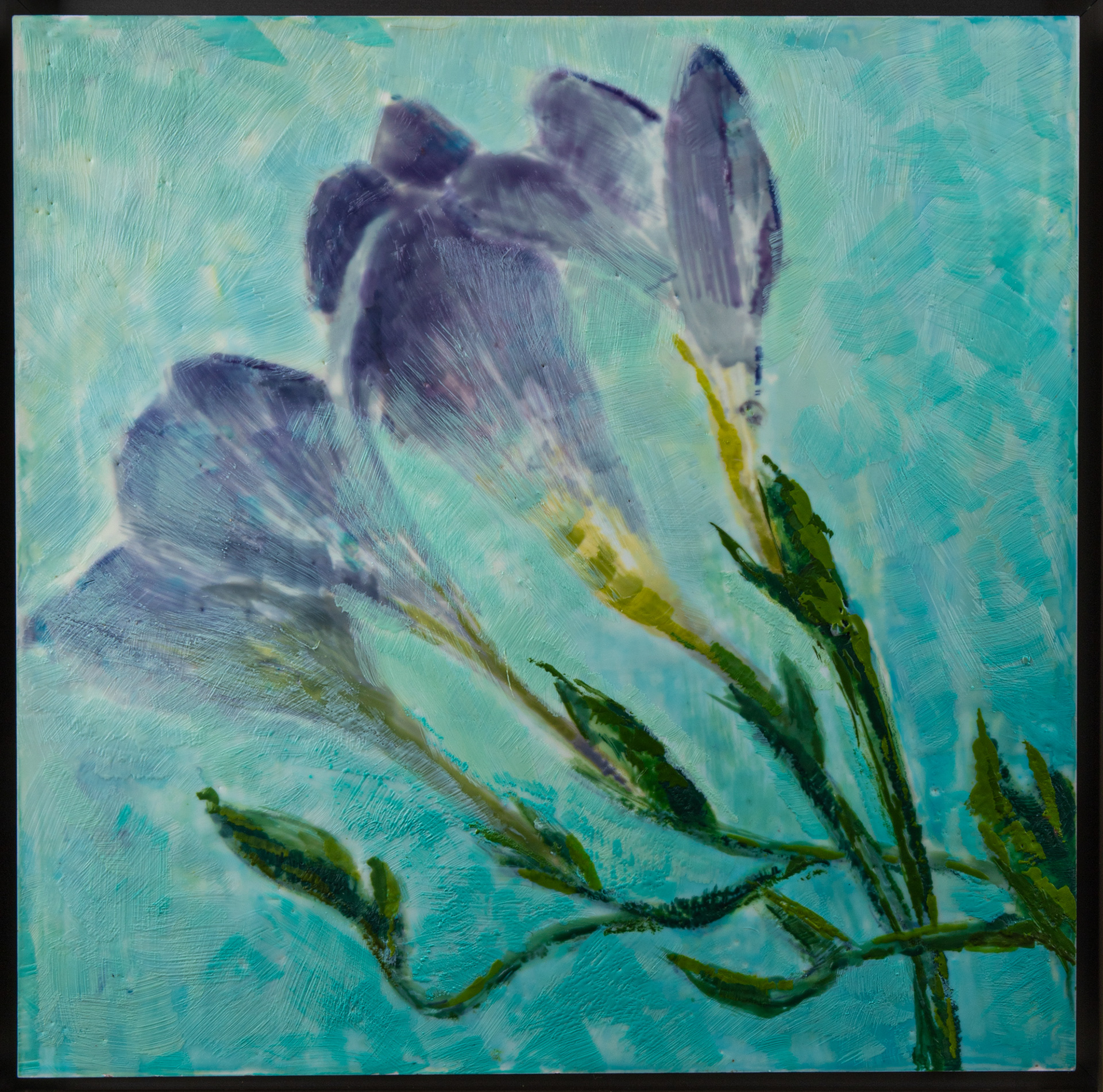 Freesia 12” x 12” Encaustic