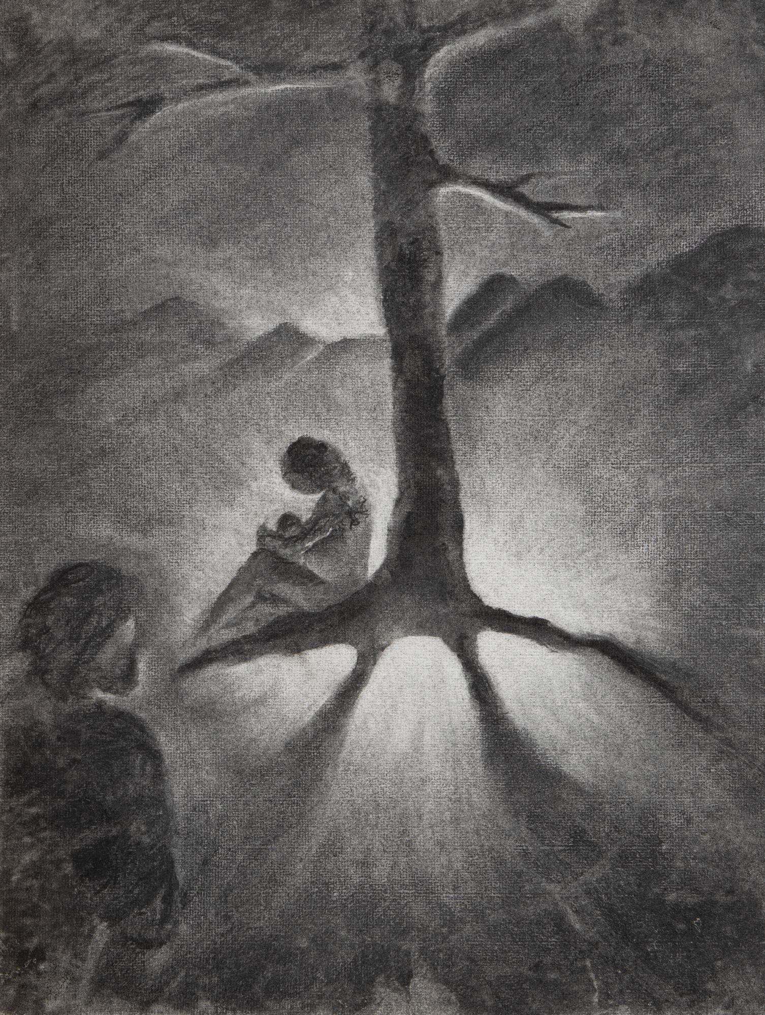 Watching and Waiting, 18"x24" Charcoal on paper