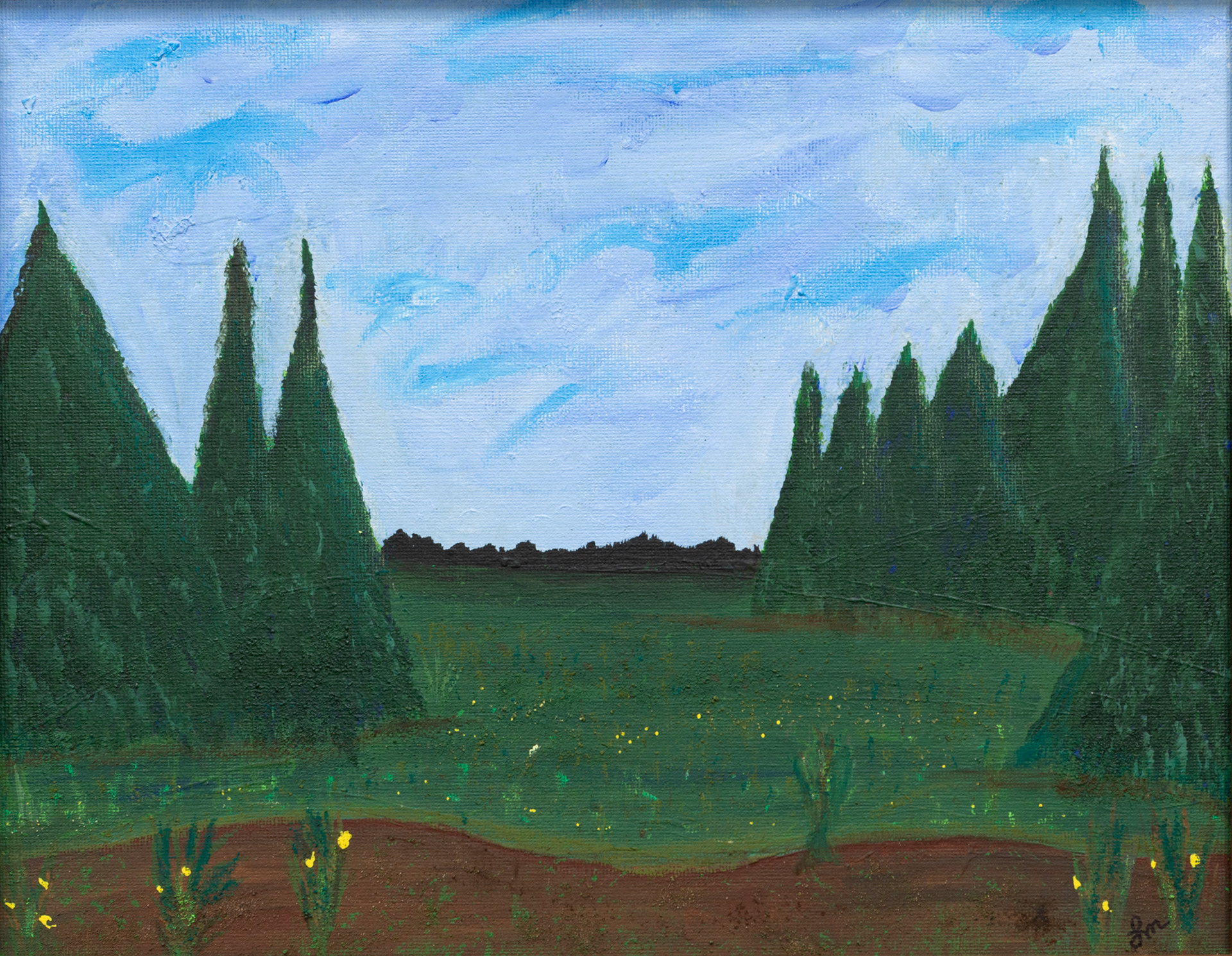 Holding Our Breath, 11" x 14" Acrylic and oil pastel on canvas panel