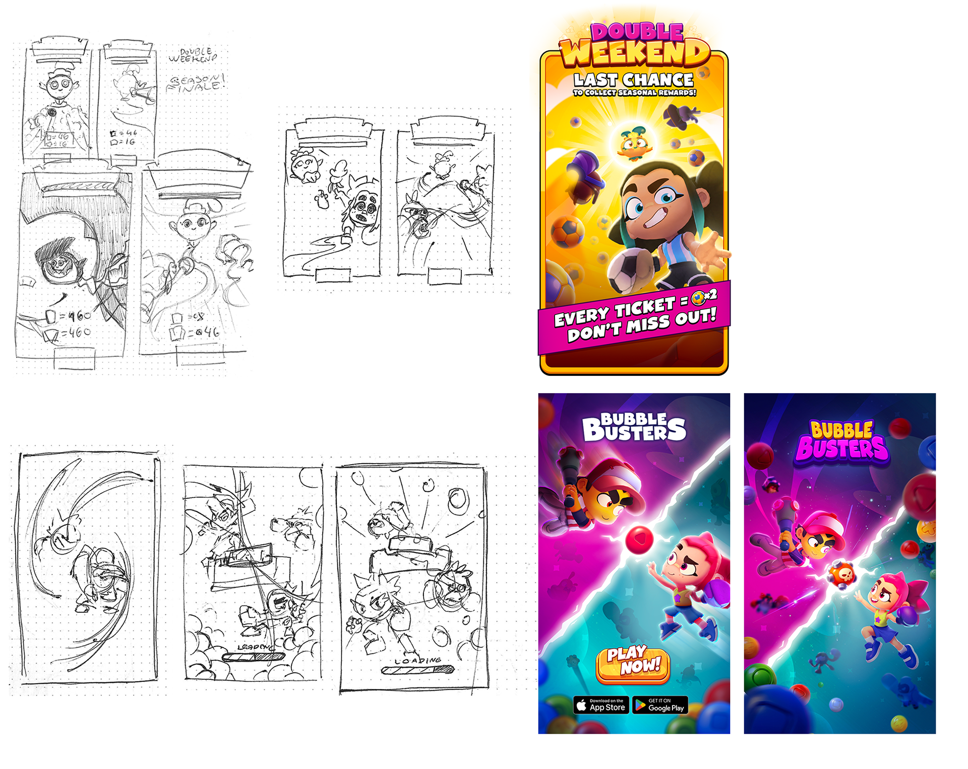 *Final splash art (bottom right) rendered by the studio's 2D artist