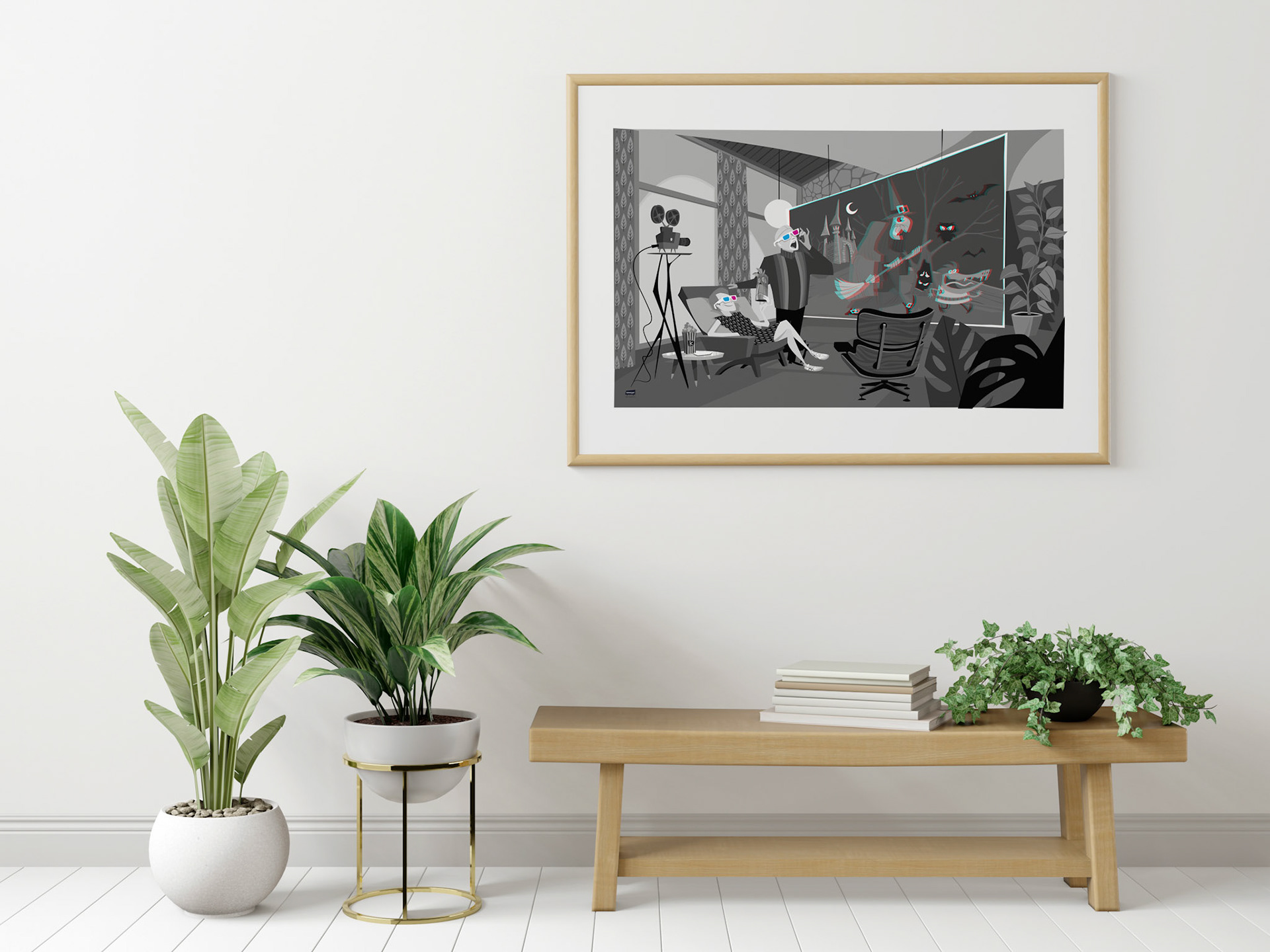 Poster Frame in living room Psd Mockup