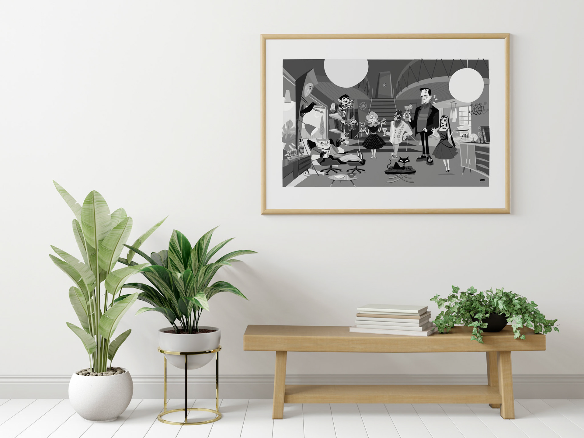Poster Frame in living room Psd Mockup