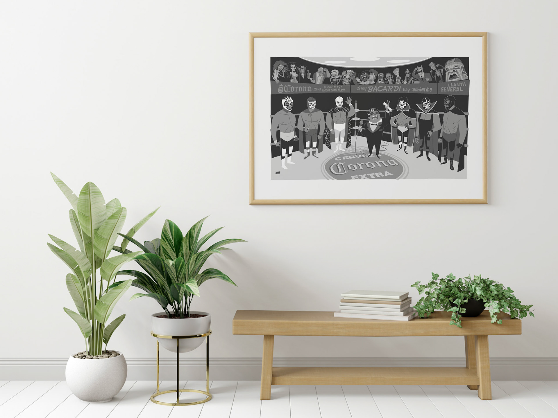 Poster Frame in living room Psd Mockup