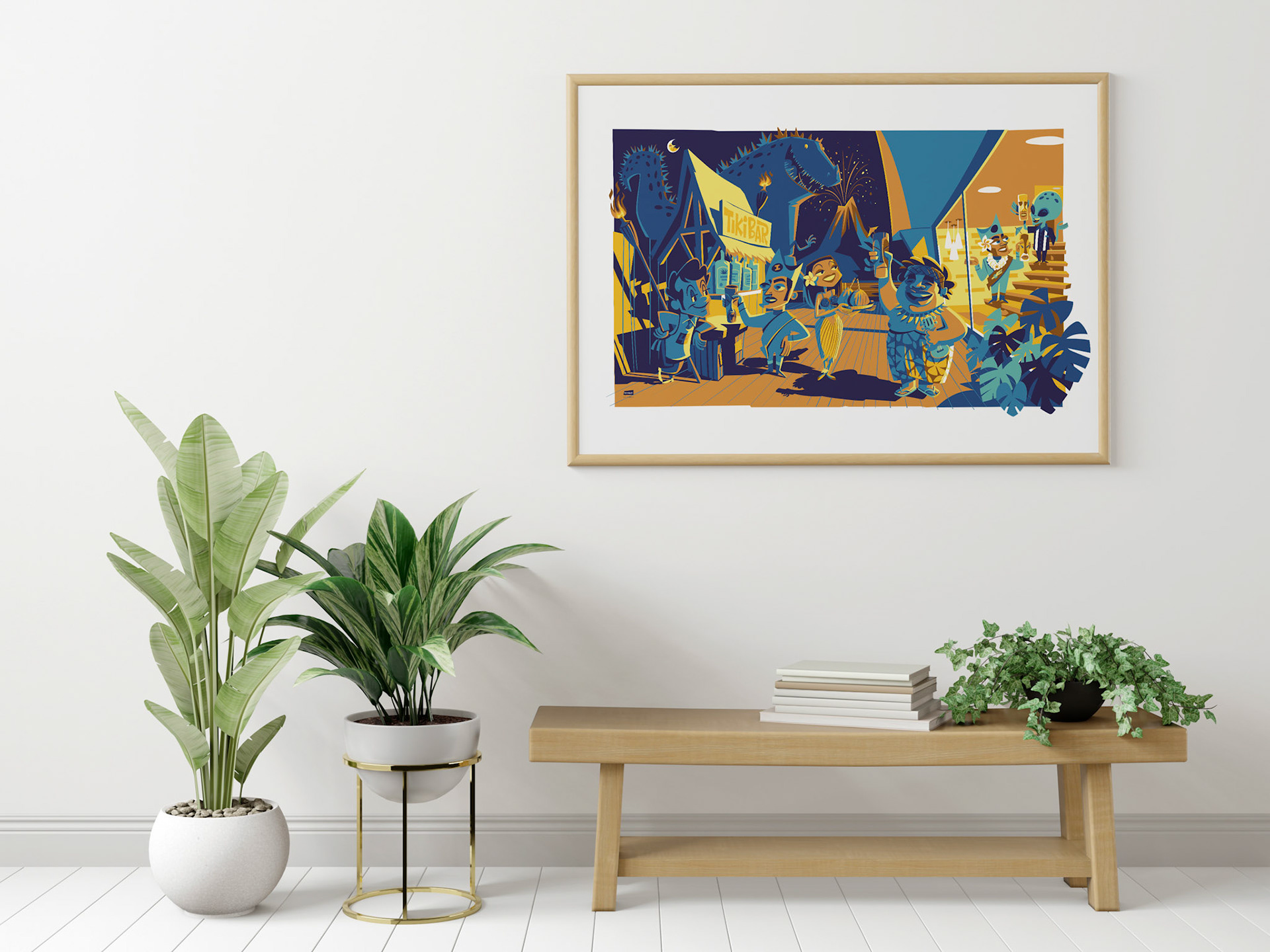 Poster Frame in living room Psd Mockup