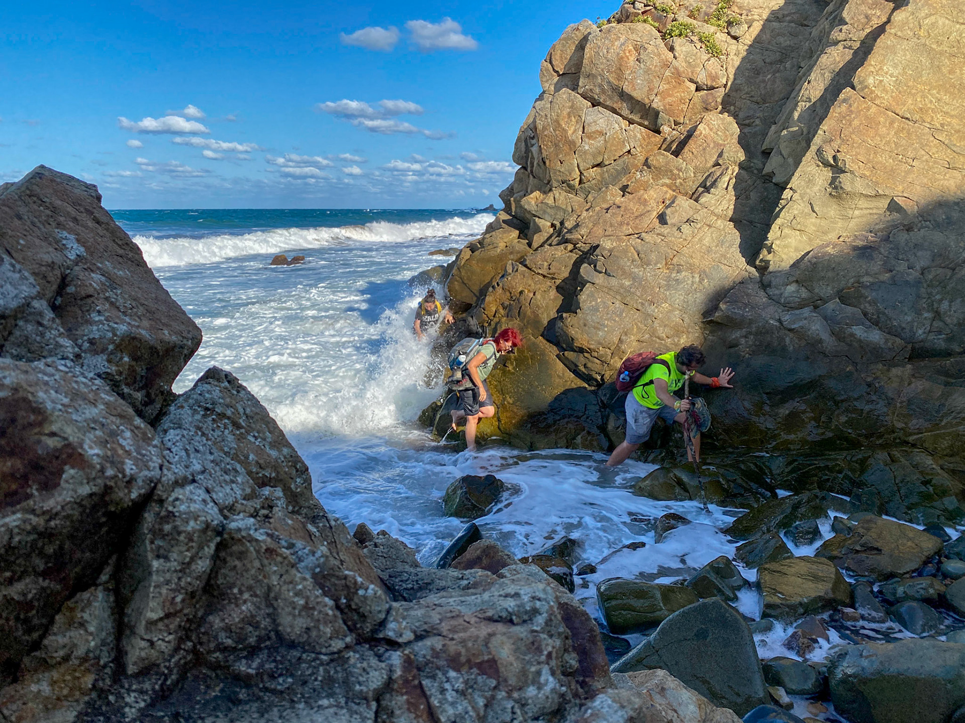 between the English houses and Riva: wading round a rocky headland (the sea-water cost me 2,000 Lira in camera damage but I don't regret it)