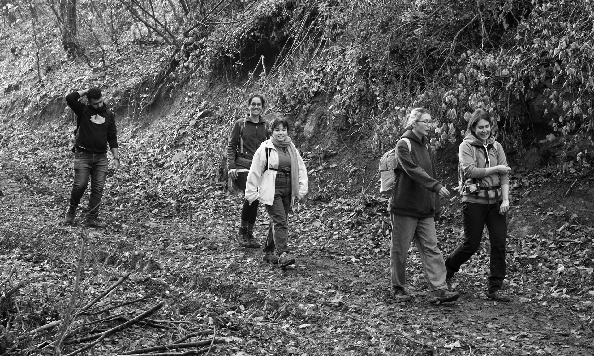 Bozhane S hill: happy hikers on track