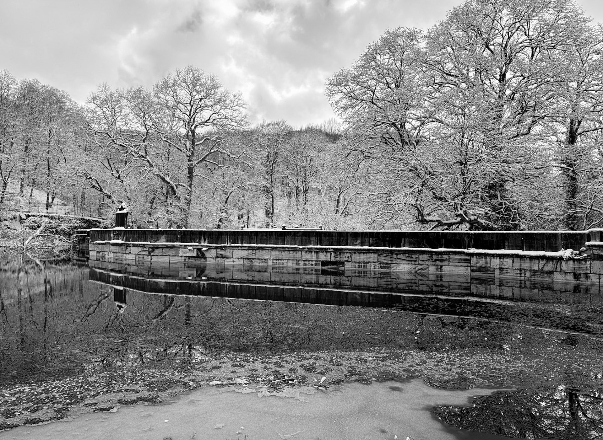 Valide Sultan Ottoman dam: wintry trees