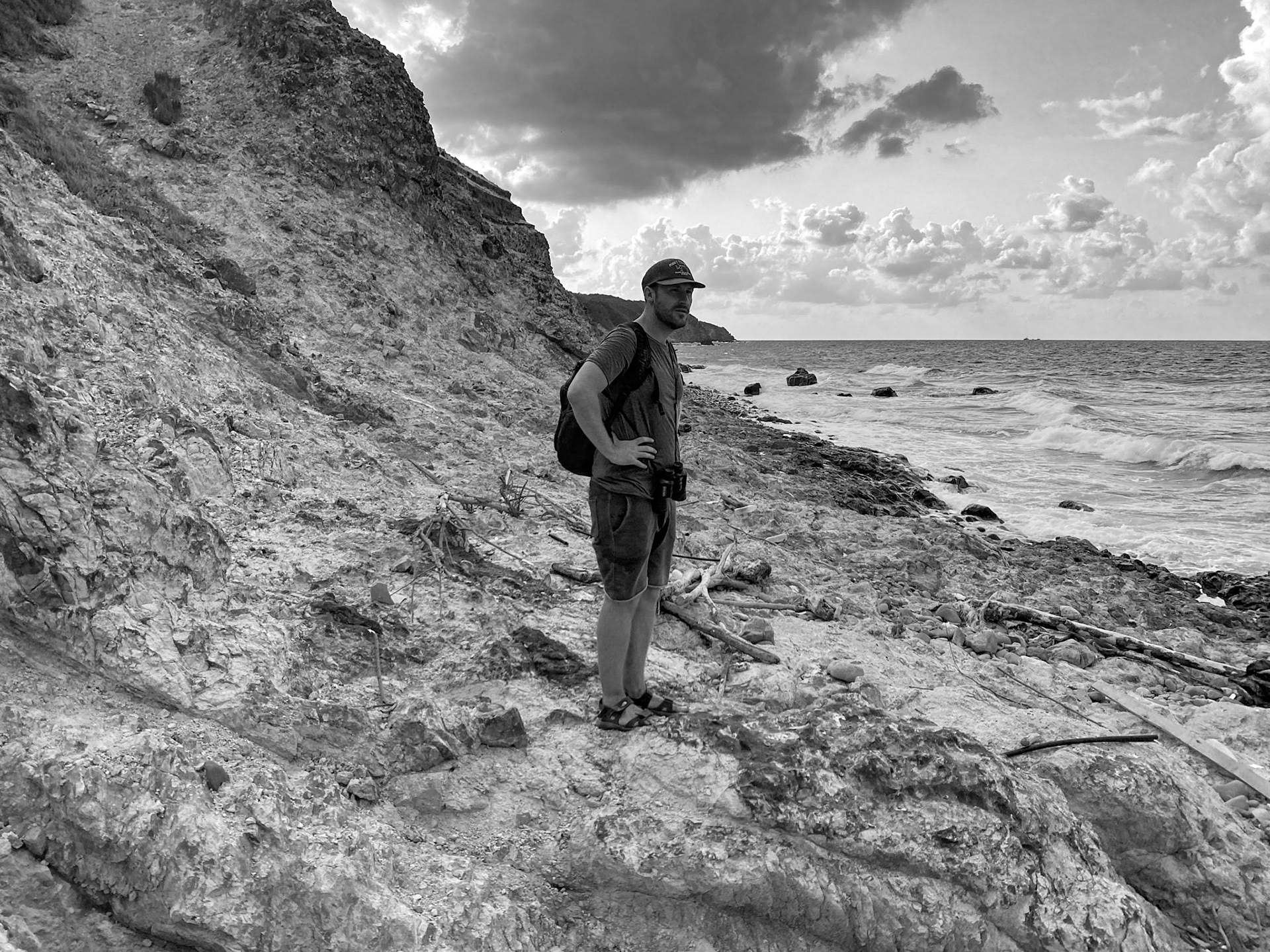 just west of the 'English' houses: on the shore