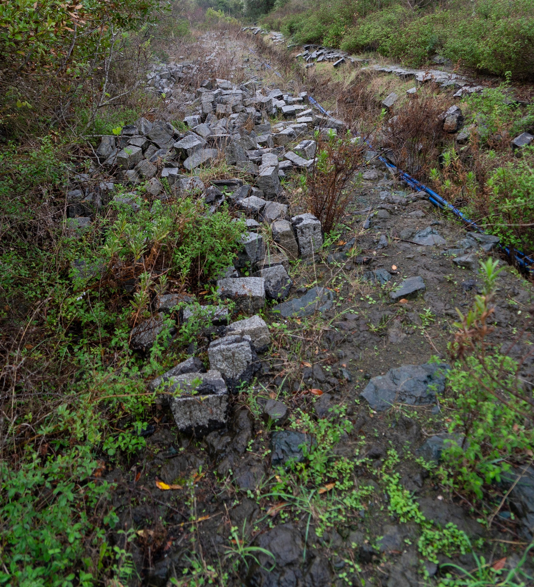 heading south from Poyraz: the half-destroyed cobbled path