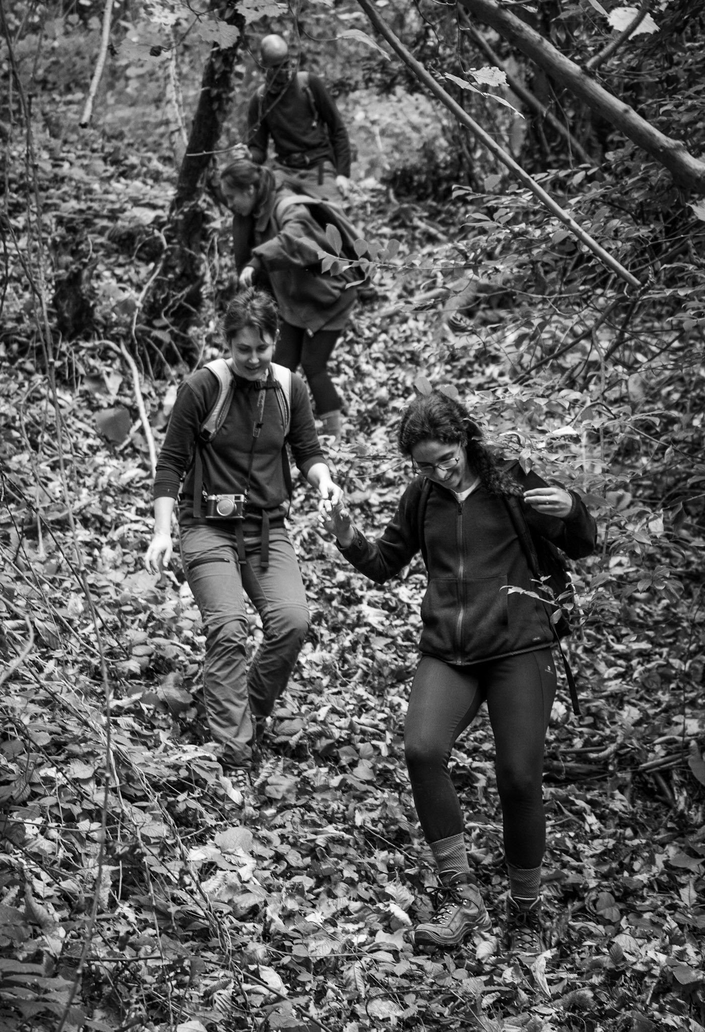 Tokatköy forest,: making our way down a bank