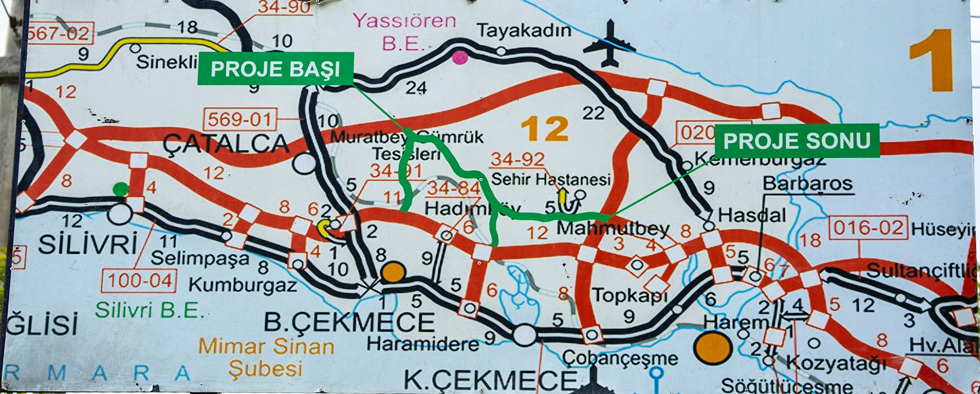 Sazlıdere construction site: plan (green) of the new motorway destroying yet another green pocket