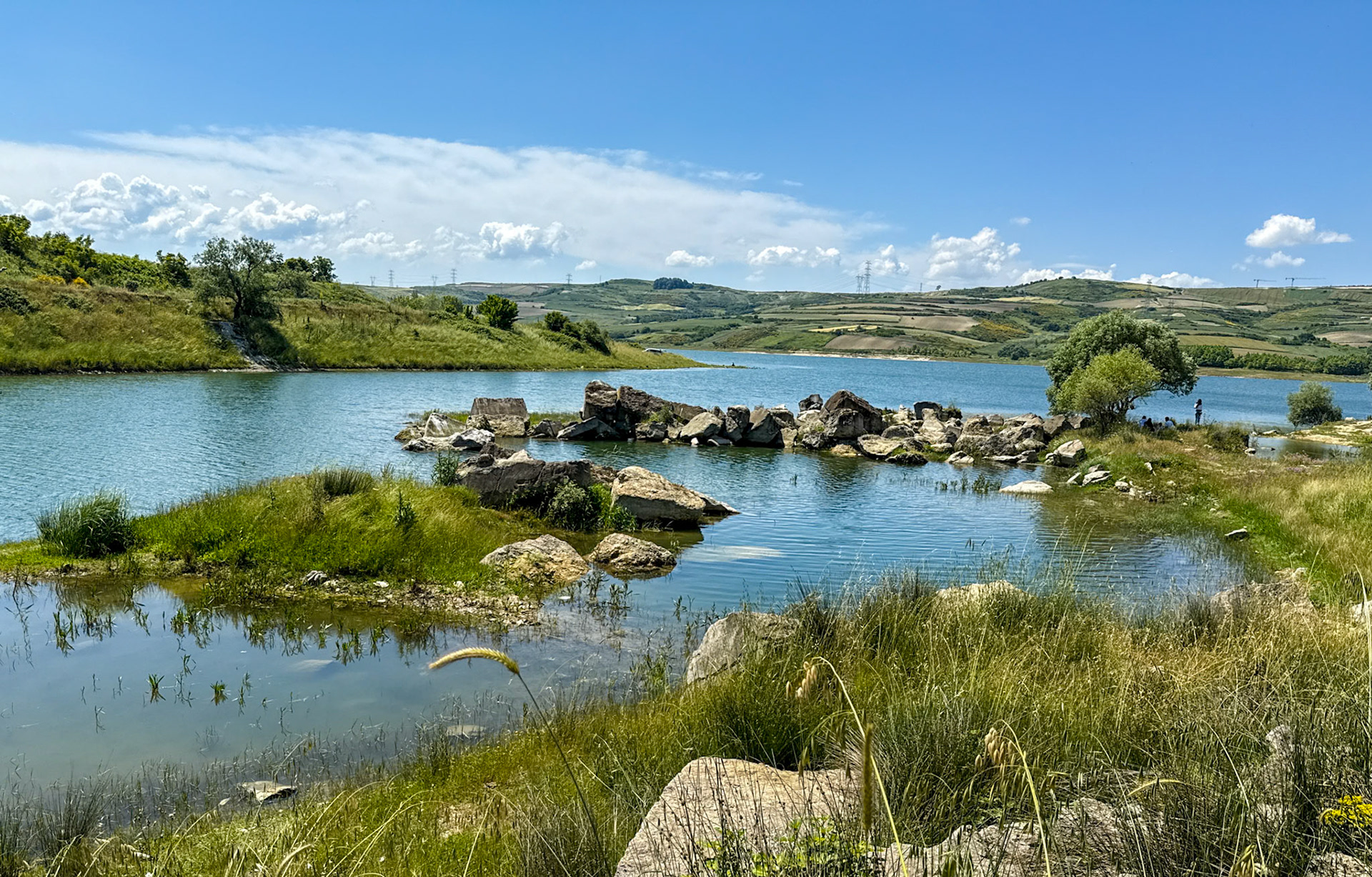 Filiboz Ottoman küfeki limestone quarry: view over the reservoir looking south