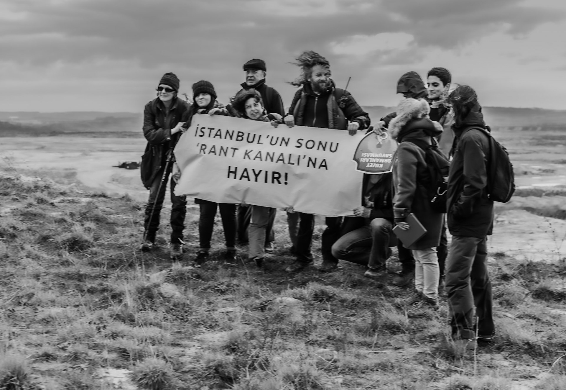 Yeniköy: with the good people of KOS, we protest against Kanal İstanbul, with Istanbul Airport under construction in the background