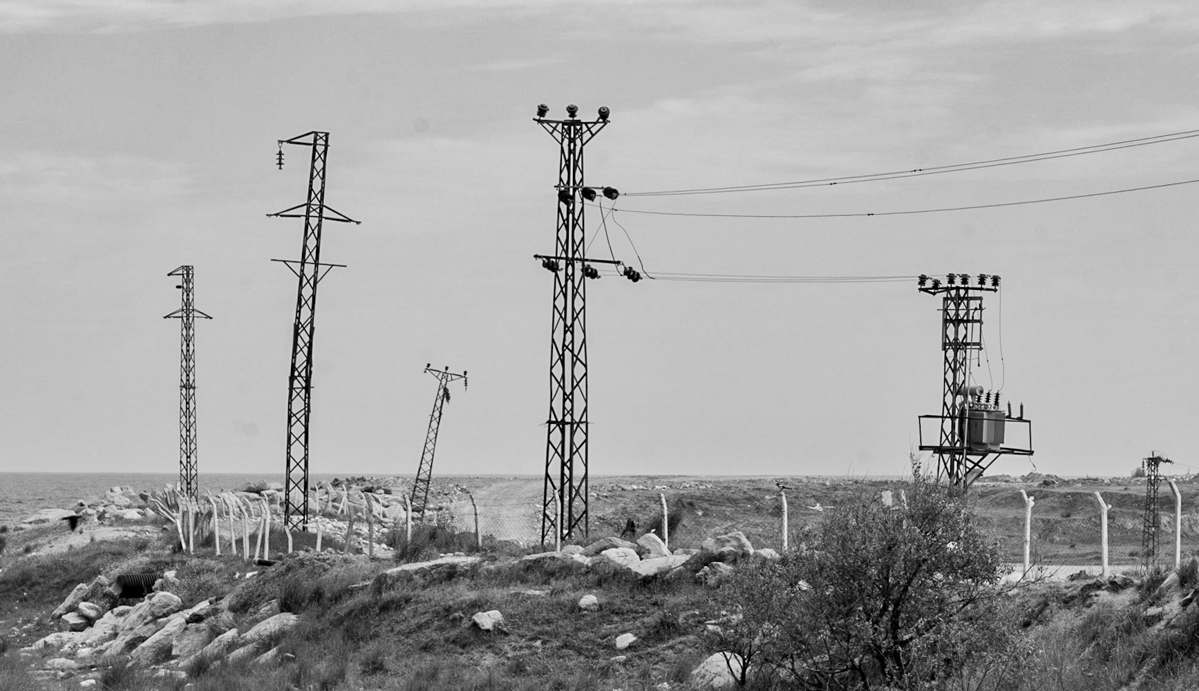 Yeniköy: the active mine - a scatter of pylons